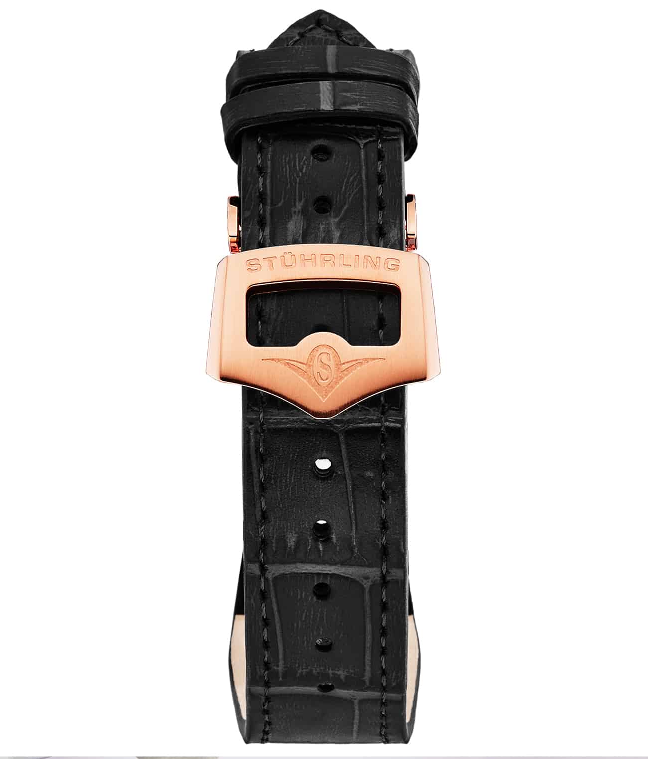 Stührling 20mm Leather Strap with Stainless Steel Deployant Buckle - Image 11