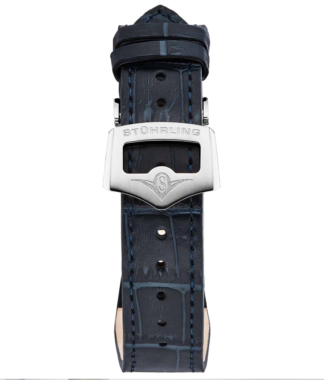 Stührling 20mm Leather Strap with Stainless Steel Deployant Buckle - Image 16