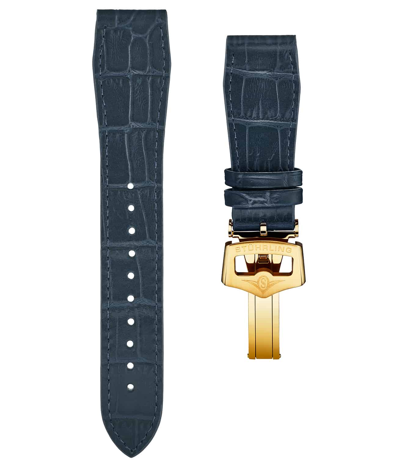 Stührling 20mm Leather Strap with Stainless Steel Deployant Buckle - Image 22