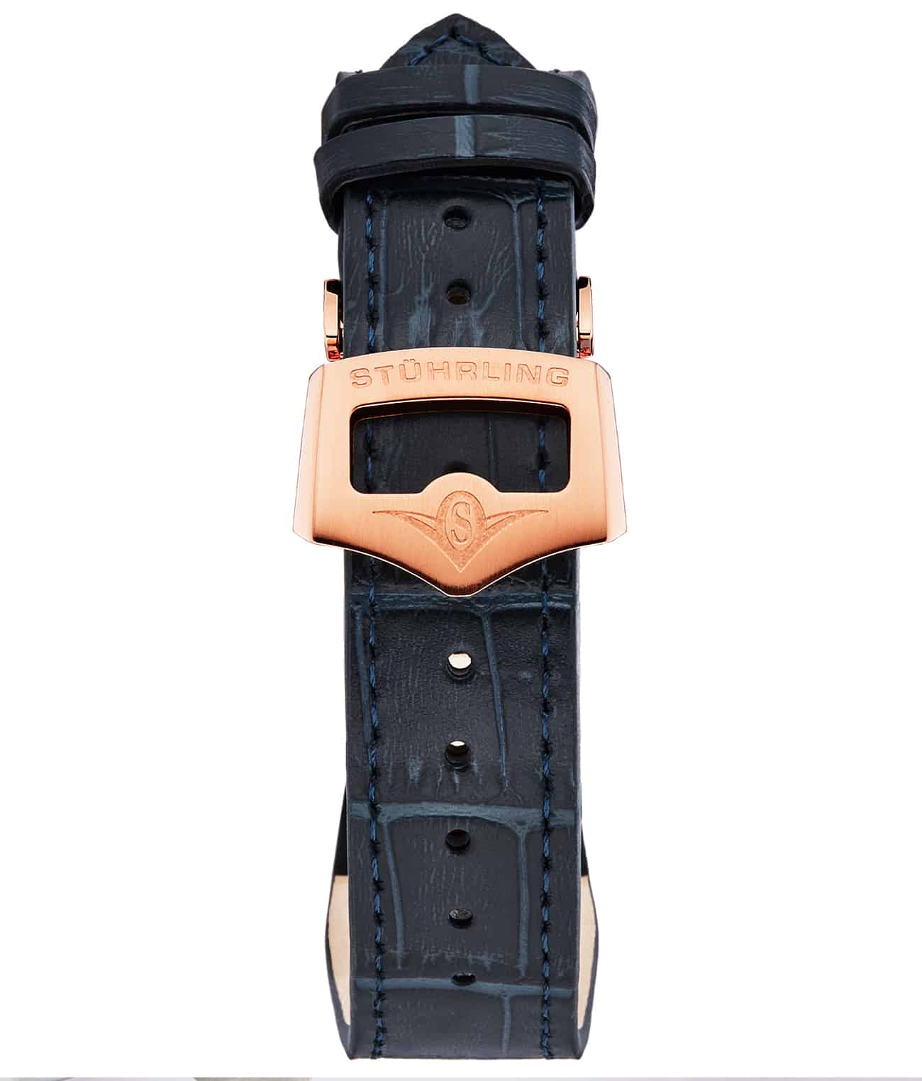 Stührling 20mm Leather Strap with Stainless Steel Deployant Buckle - Image 26