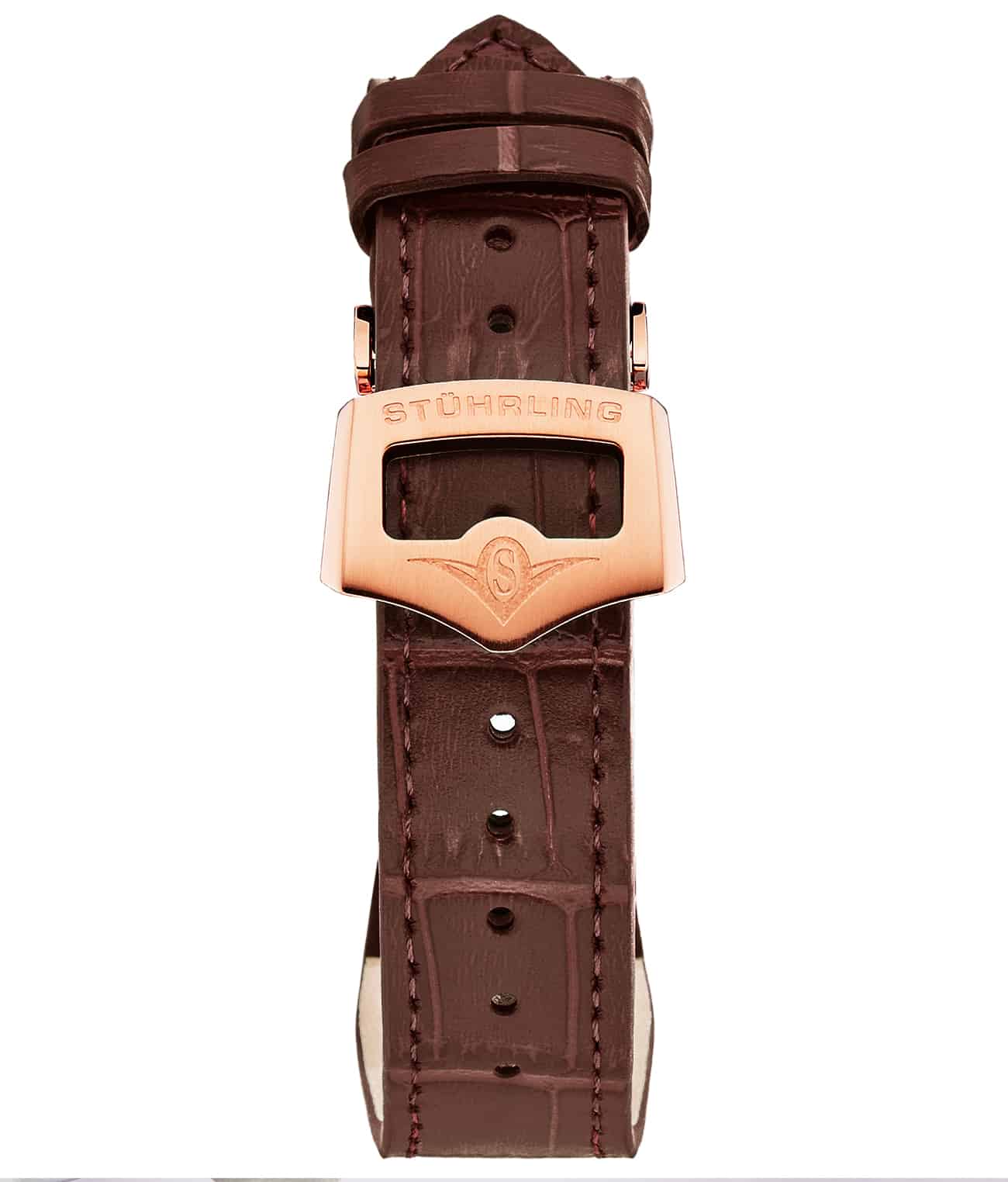 Stührling 20mm Leather Strap with Stainless Steel Deployant Buckle - Image 41