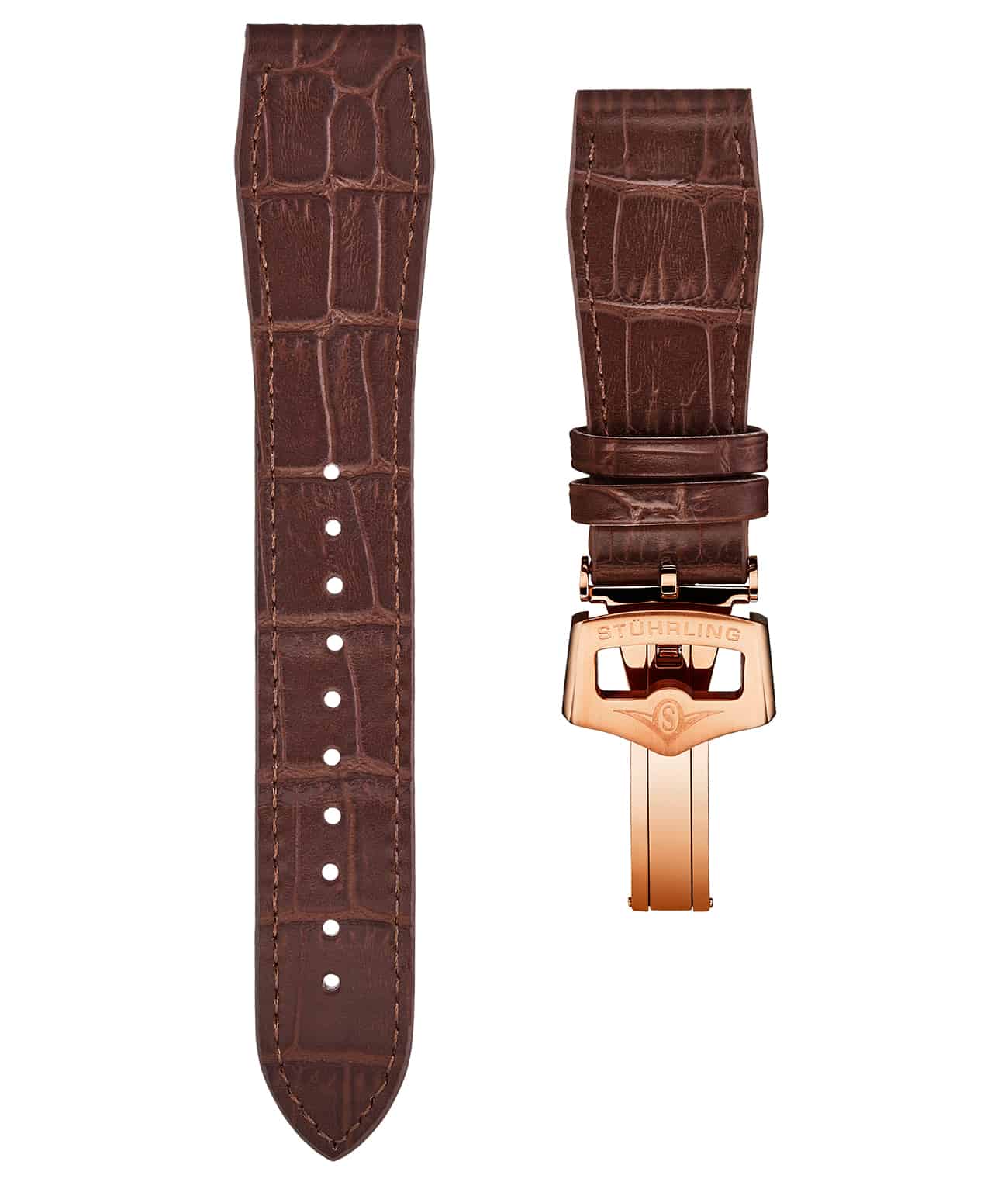 Stührling 20mm Leather Strap with Stainless Steel Deployant Buckle - Image 42