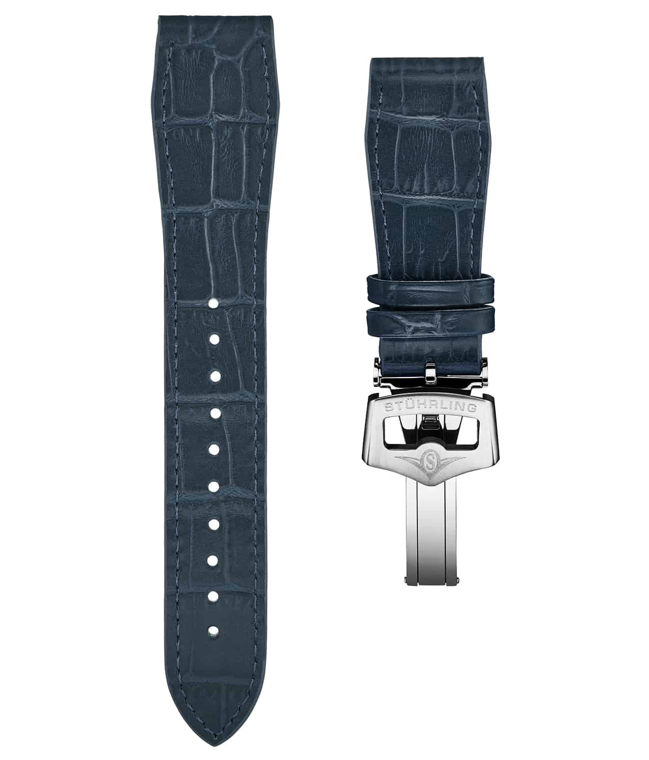 Stührling 24mm Leather Strap with Stainless Steel Deployant Buckle - Image 25