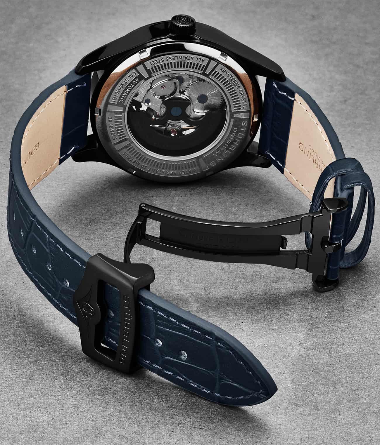 Stührling 24mm Leather Strap with Stainless Steel Deployant Buckle - Image 31