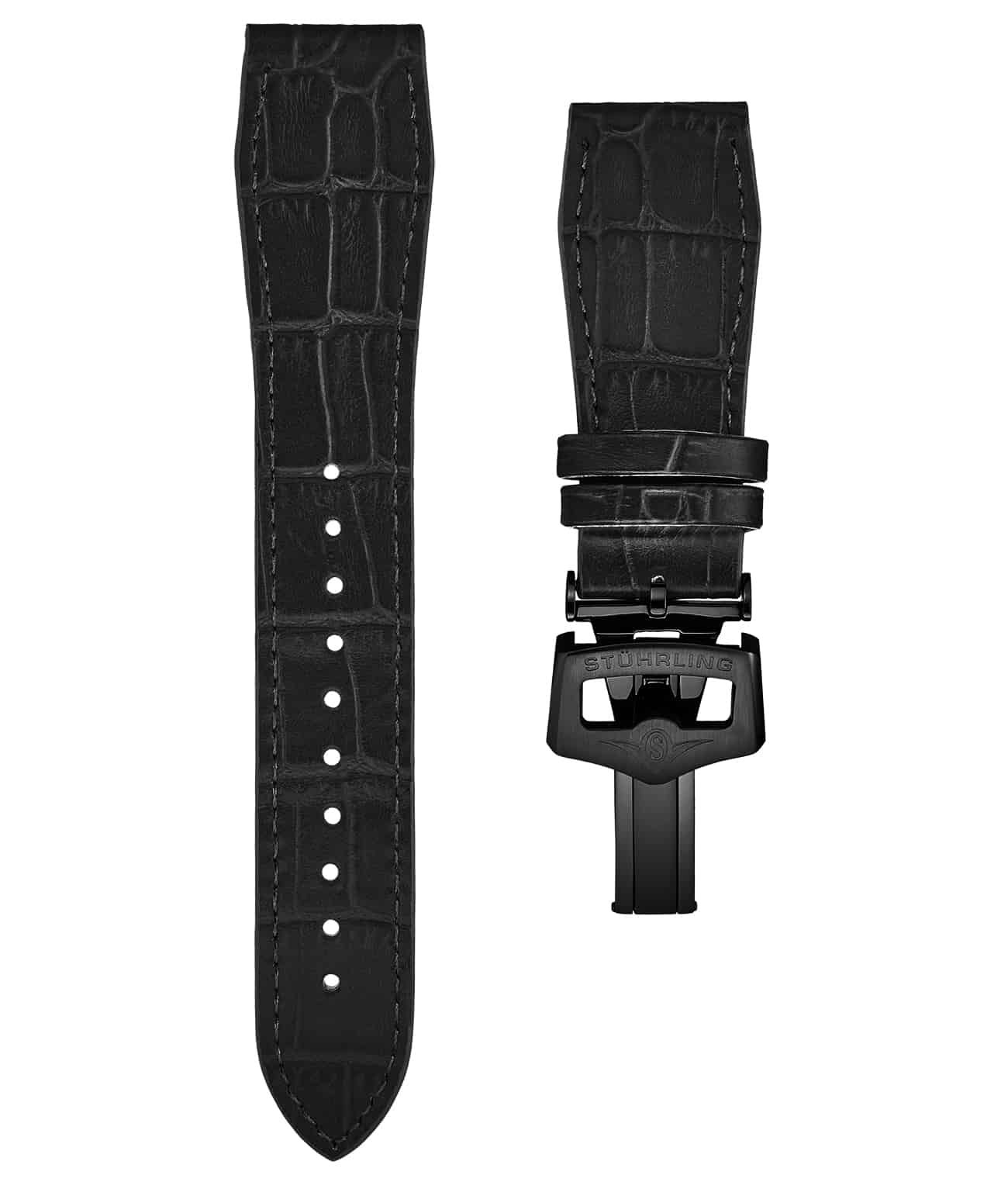 Stührling 24mm Leather Strap with Stainless Steel Deployant Buckle - Image 53