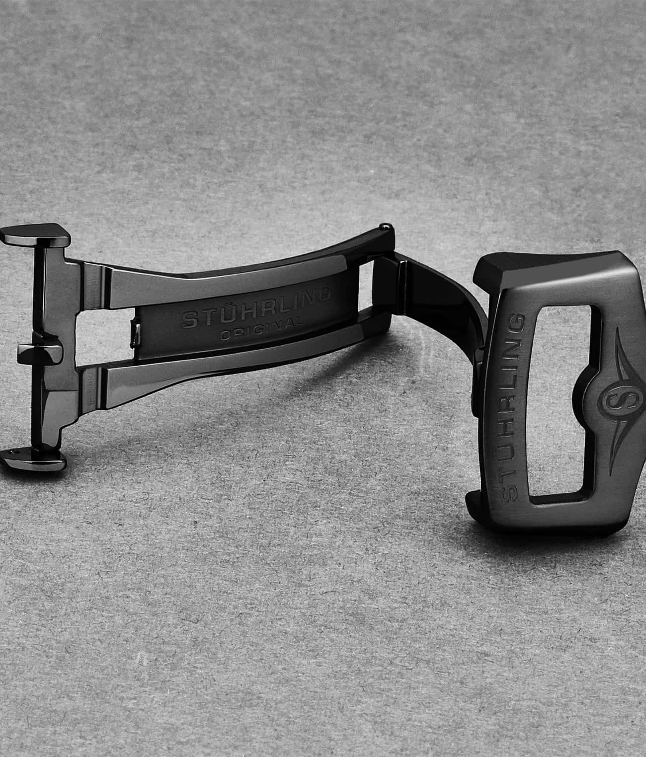 Stührling 24mm Leather Strap with Stainless Steel Deployant Buckle - Image 56