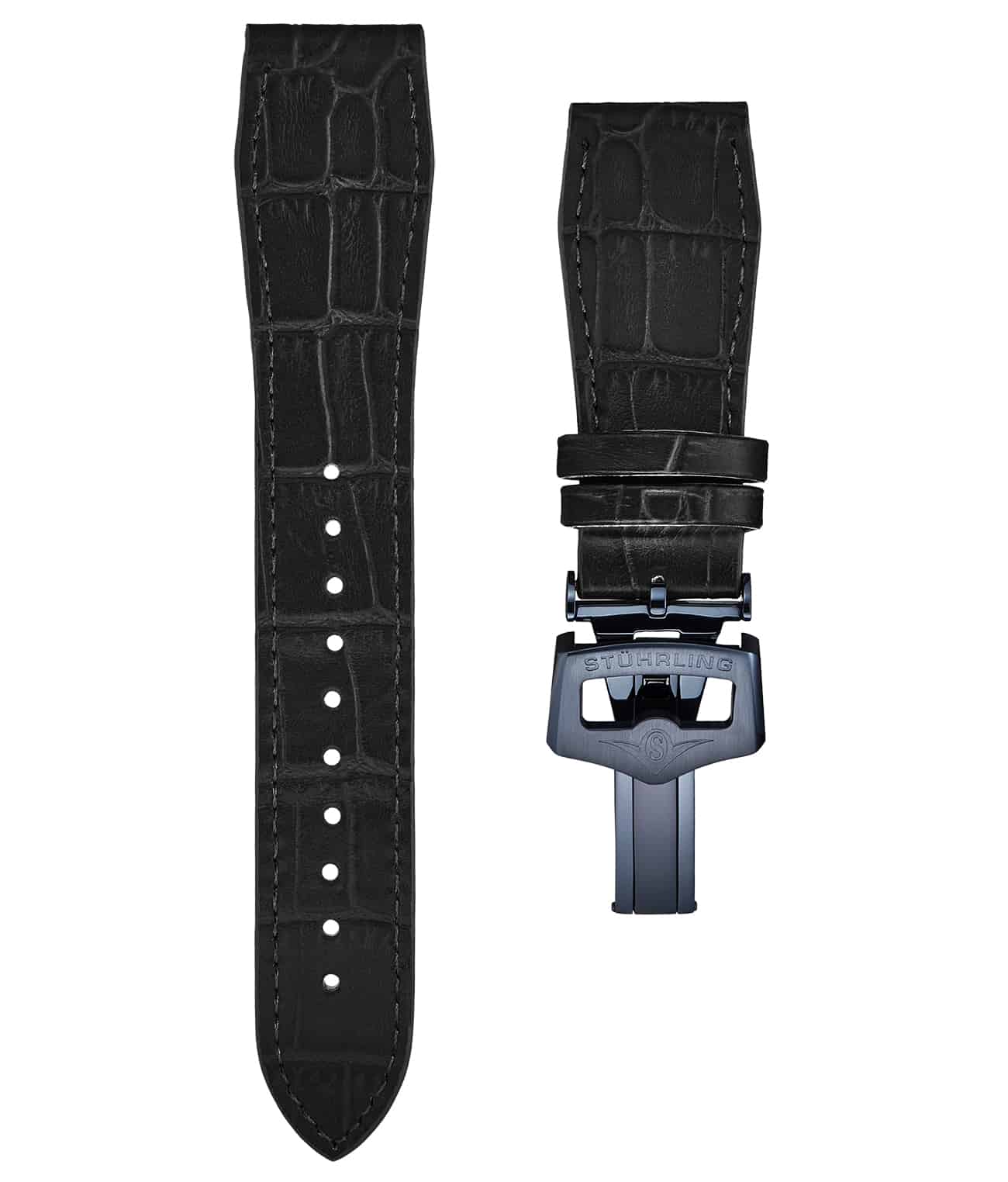 Stührling 24mm Leather Strap with Stainless Steel Deployant Buckle - Image 58