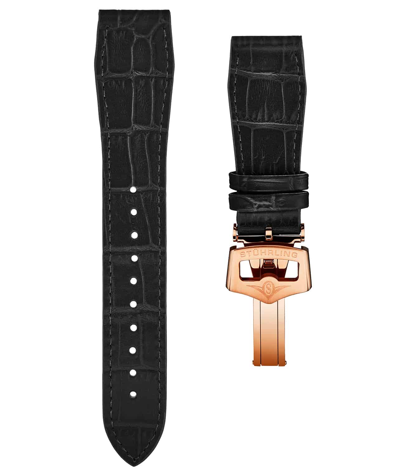 Stührling 24mm Leather Strap with Stainless Steel Deployant Buckle - Image 68