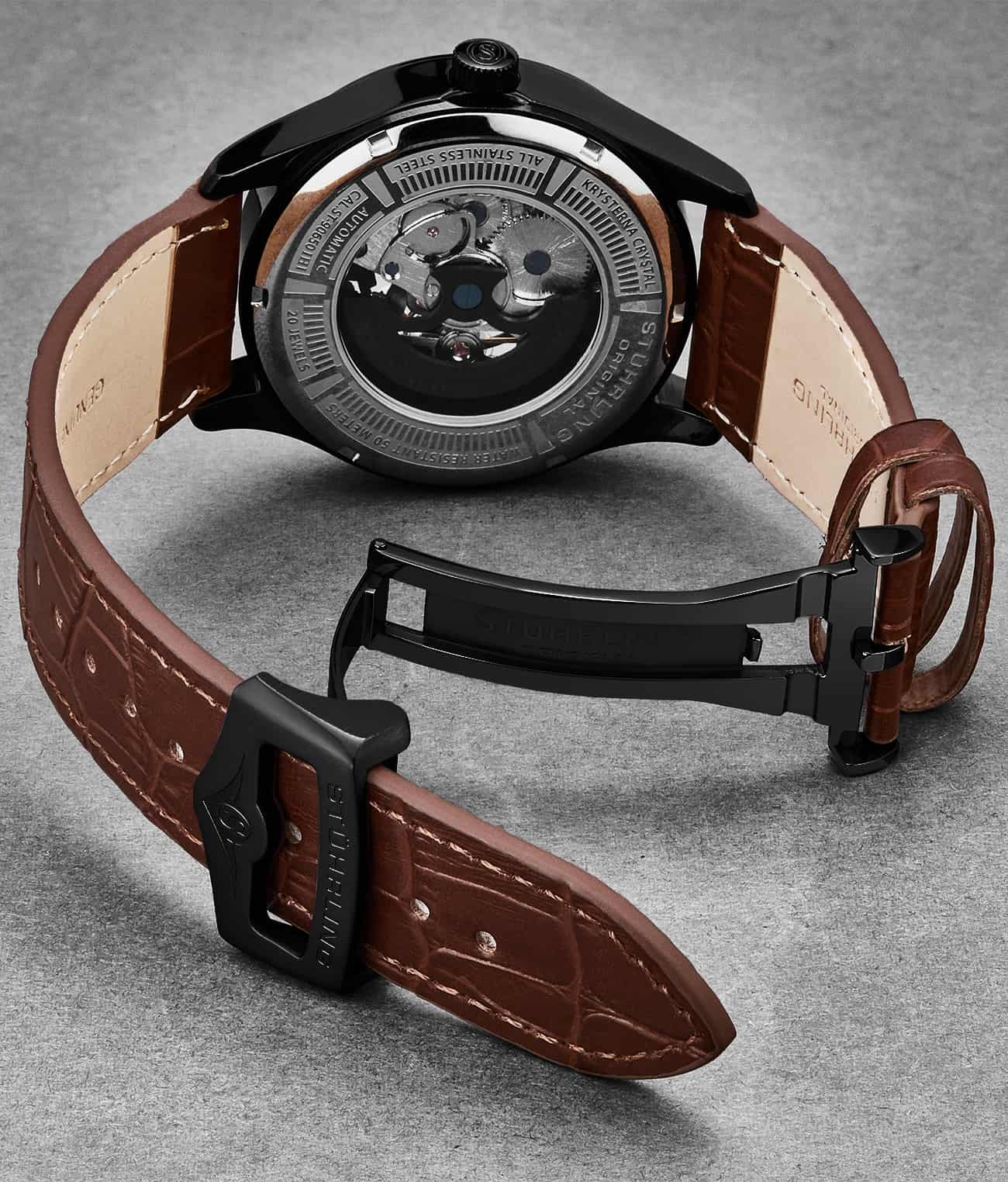 Stührling 24mm Leather Strap with Stainless Steel Deployant Buckle - Image 9