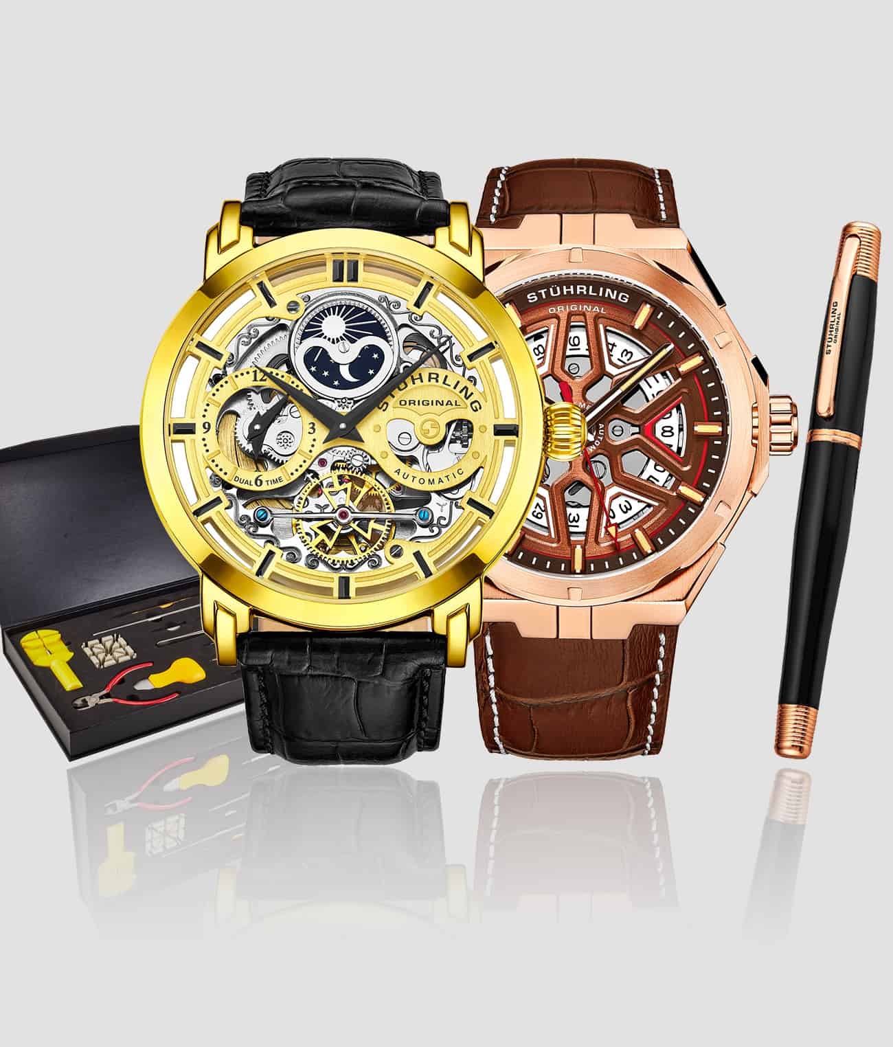 Stührling Anatol 371.02, Gio 379.05 Signature Pen, and Watch Tool Kit