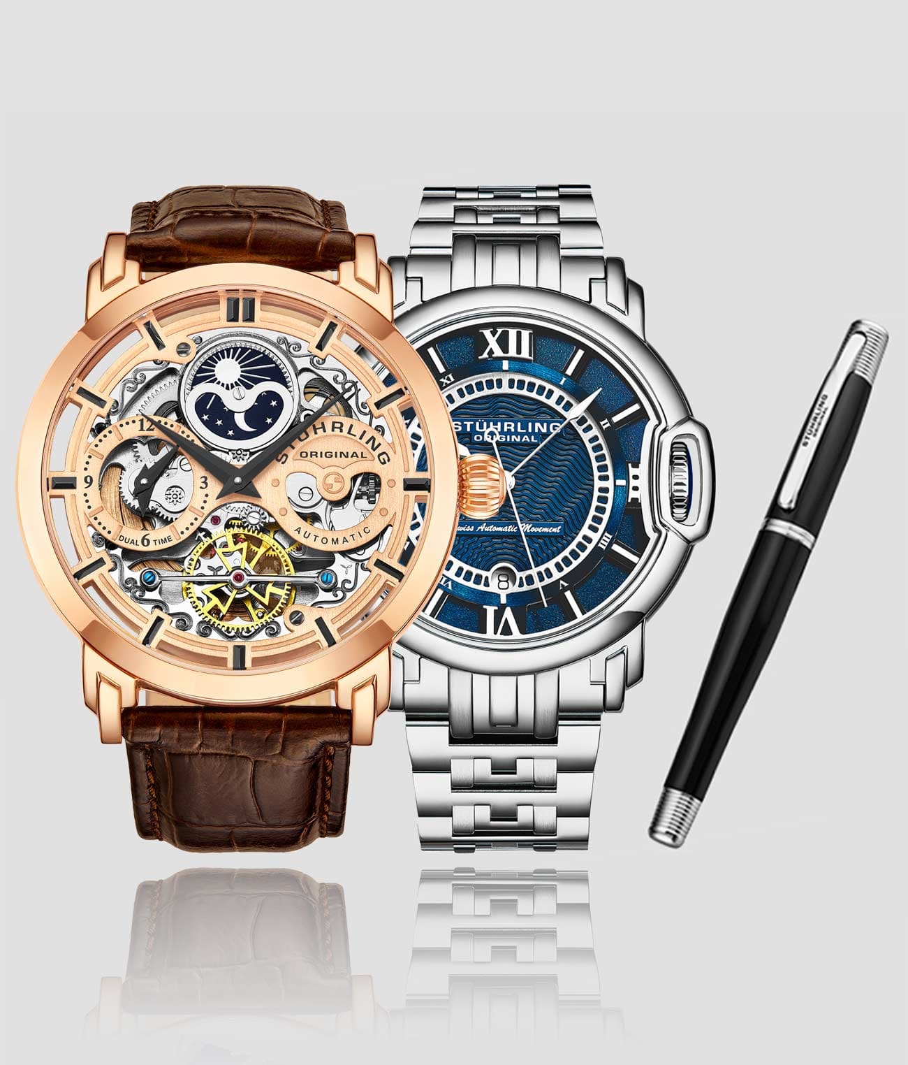 Stührling Automatic Dual Time Anatol, Swiss Automatic Sion and Stürhling Signature Pen