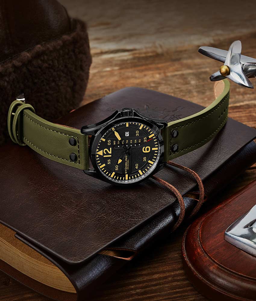 Stührling Aeronaut 44mm Aviator, Volda 45mm Aviator, and Stührling Signature Pen - Image 11