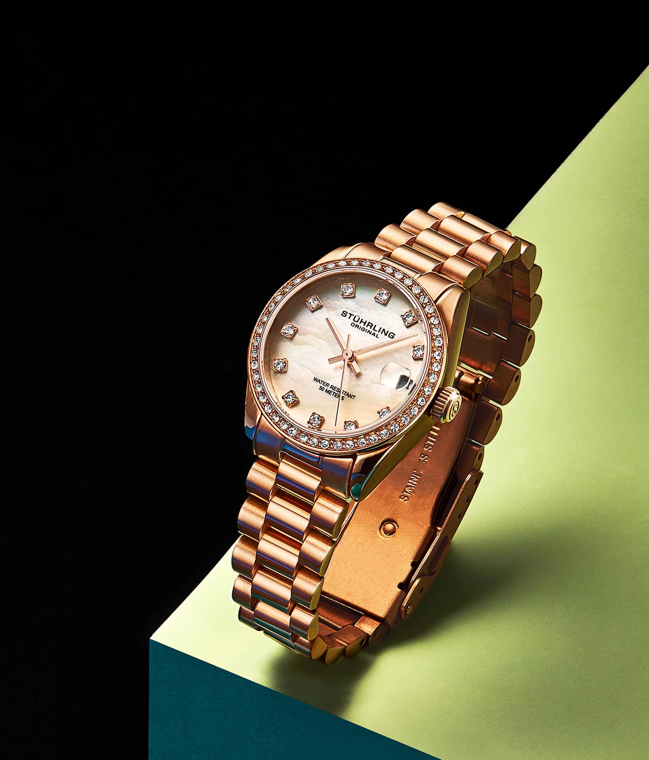 Stührling Lineage 3936.4 Quartz 31mm Fashion with Lily Polished Bangle, Sofia Frosted Bangle and Studs - Image 4