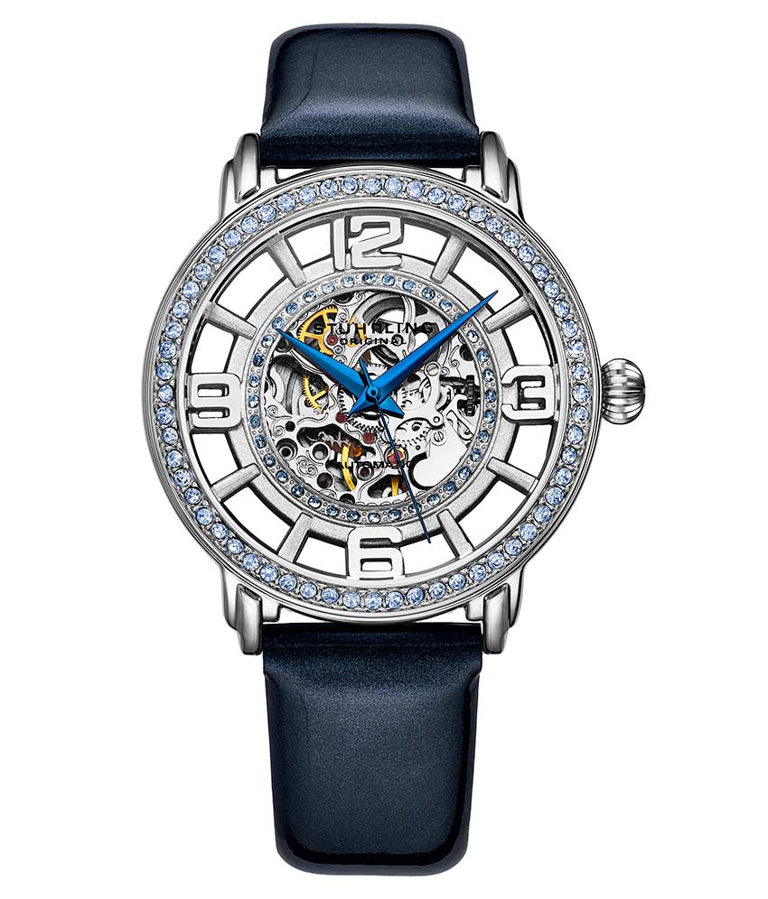 Stührling Winchester 3941.2 Automatic 38mm Skeleton with Sofia Frosted Bangle, Lily Polished Bangle and Studs - Image 2