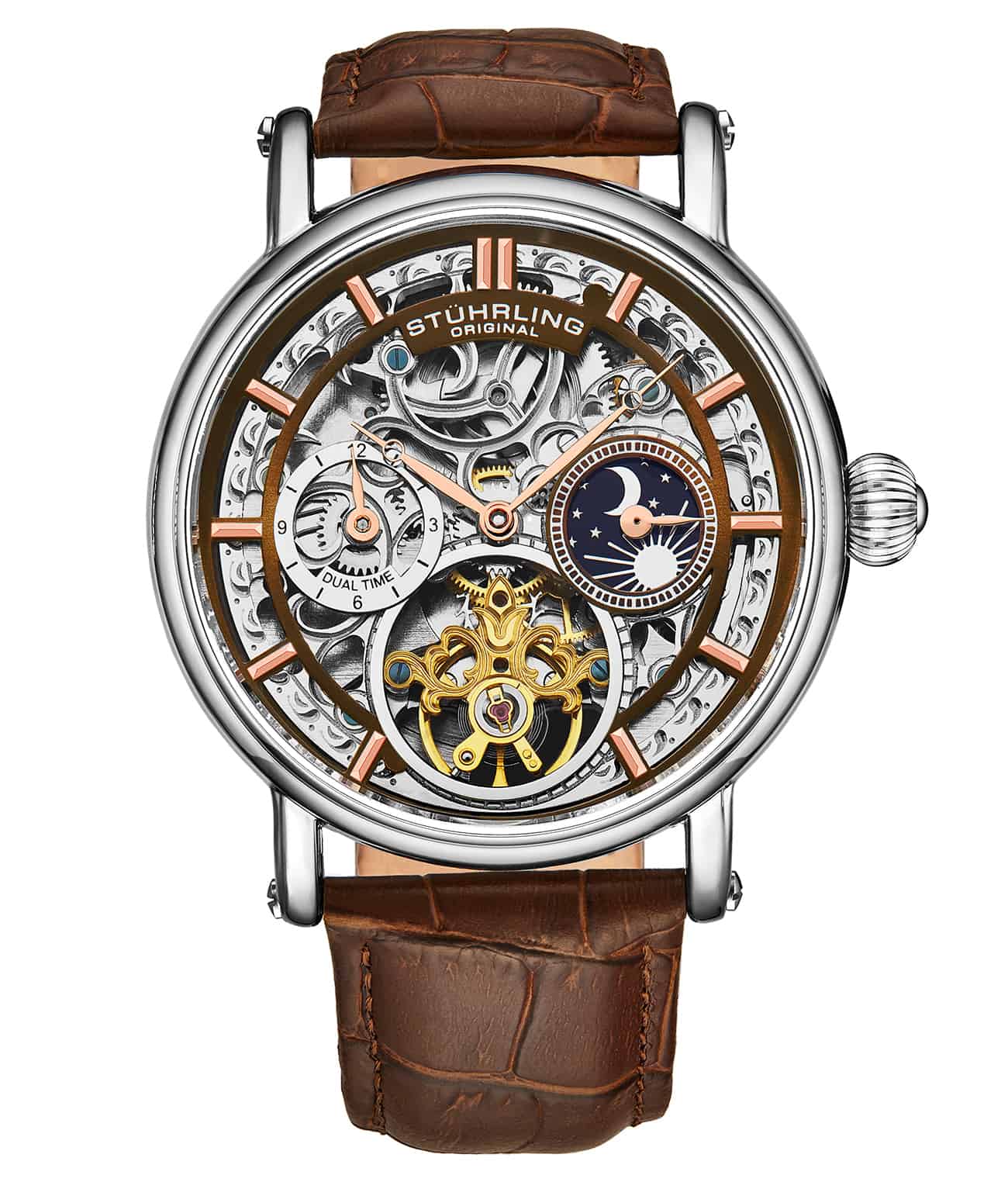Stührling Macrocosm 4000 Automatic 43mm Skeleton with Dual Time