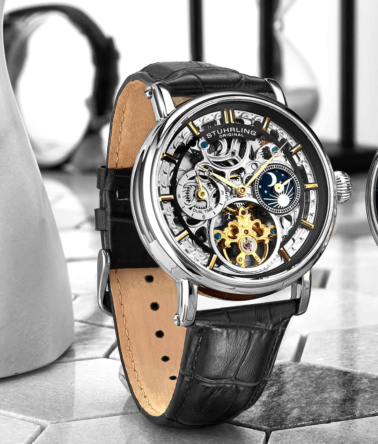 Stührling Macrocosm 4000 Automatic 43mm Skeleton with Dual Time - Image 12
