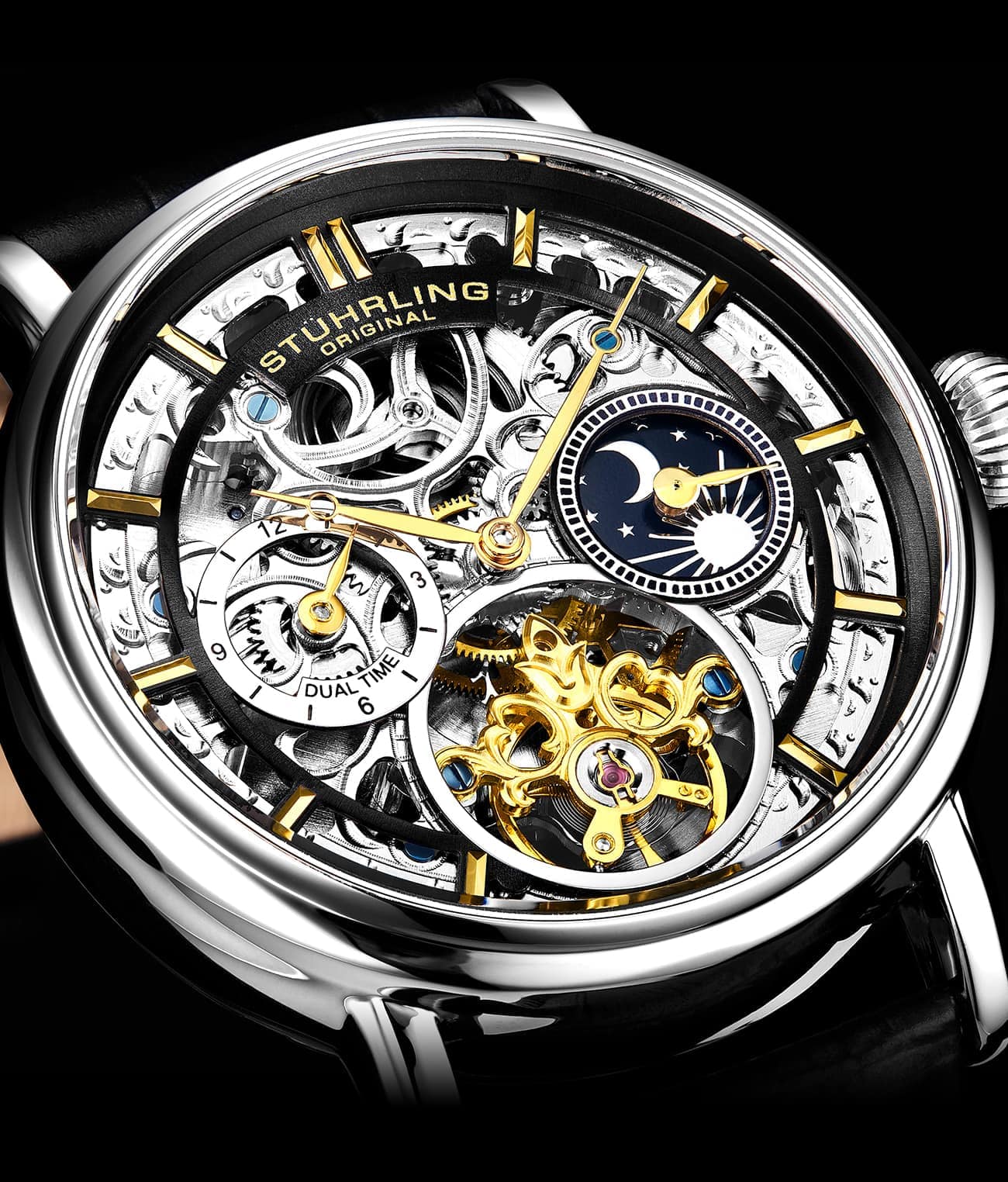 Stührling Macrocosm 4000 Automatic 43mm Skeleton with Dual Time - Image 13