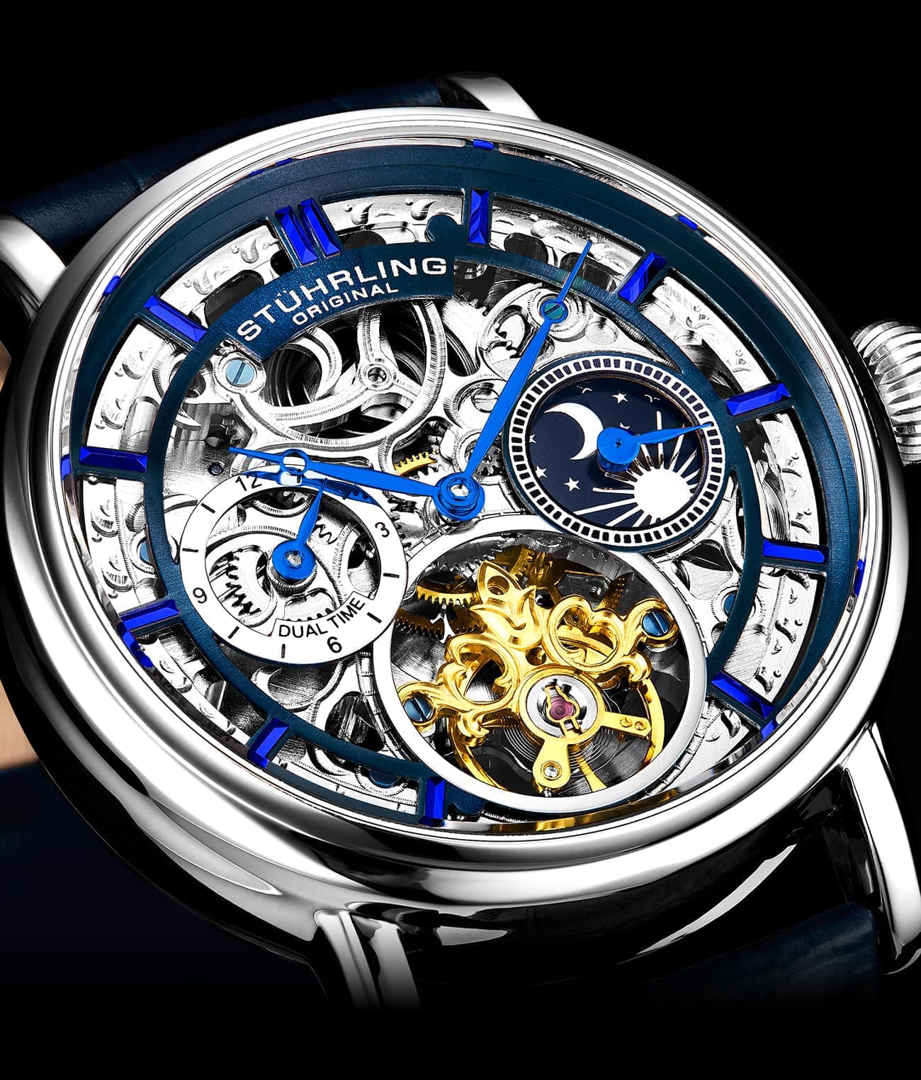 Stührling Macrocosm 4000 Automatic 43mm Skeleton with Dual Time - Image 6
