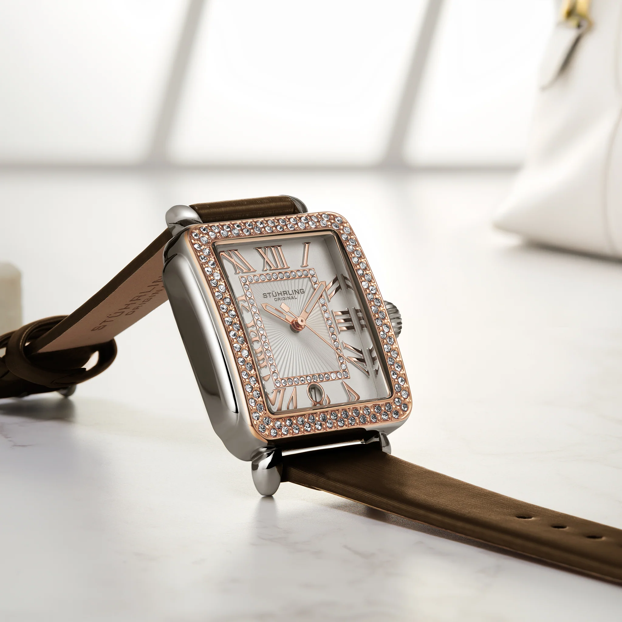 Stührling VivreLuxe 4060L 34mm Rectangle Ladies Quartz Fashion Watch - Image 21