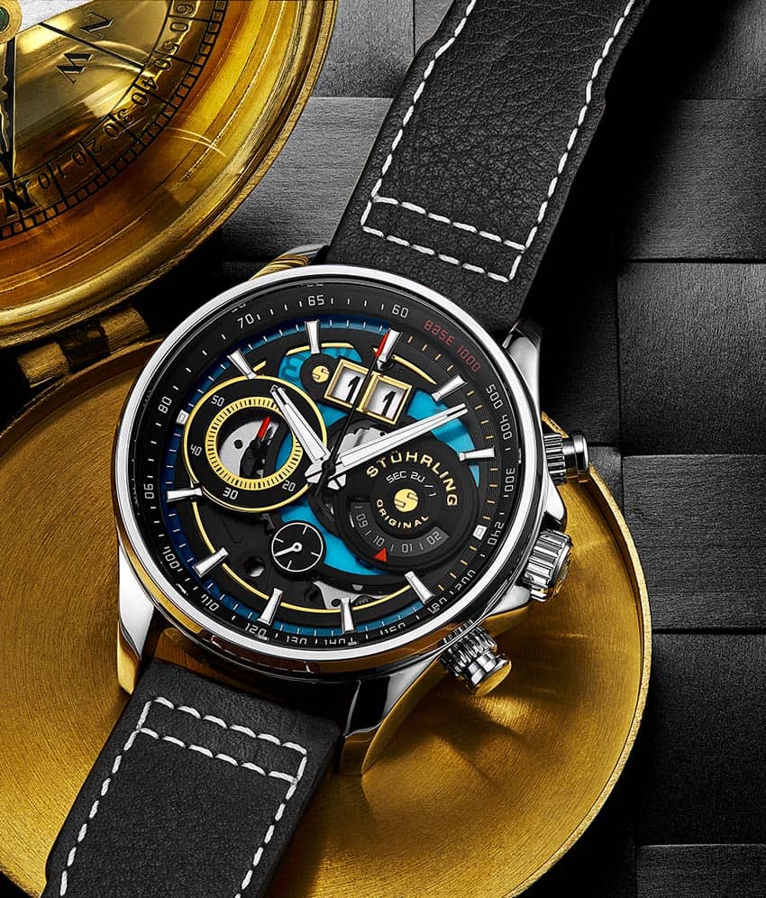 Stührling Ace Aviator Chronograph & Tachymeter 4010 Quartz 45mm - Image 11