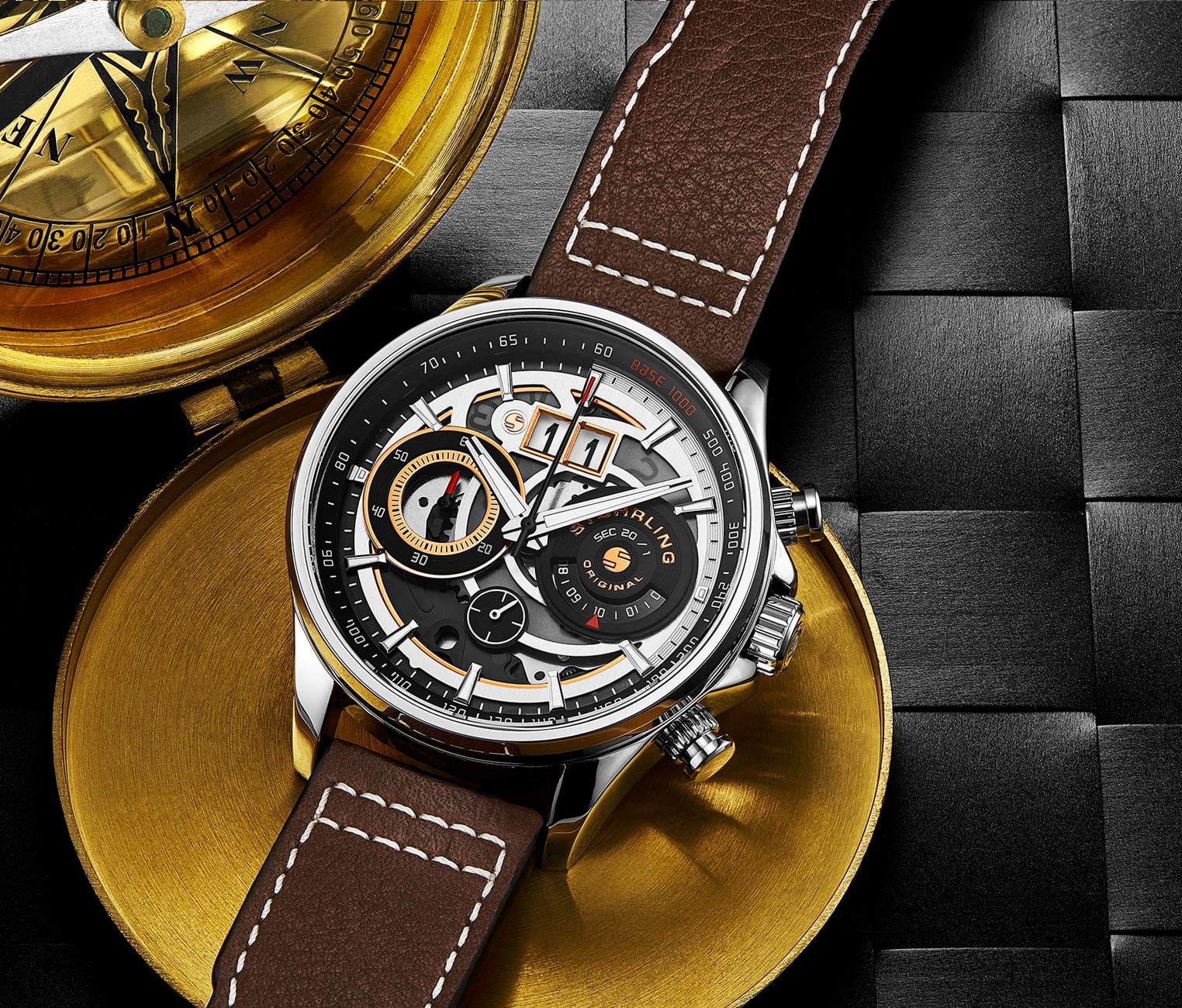Stührling Stührling Ace Aviator Chronograph & Tachymeter 923 Quartz 45mm - Image 3