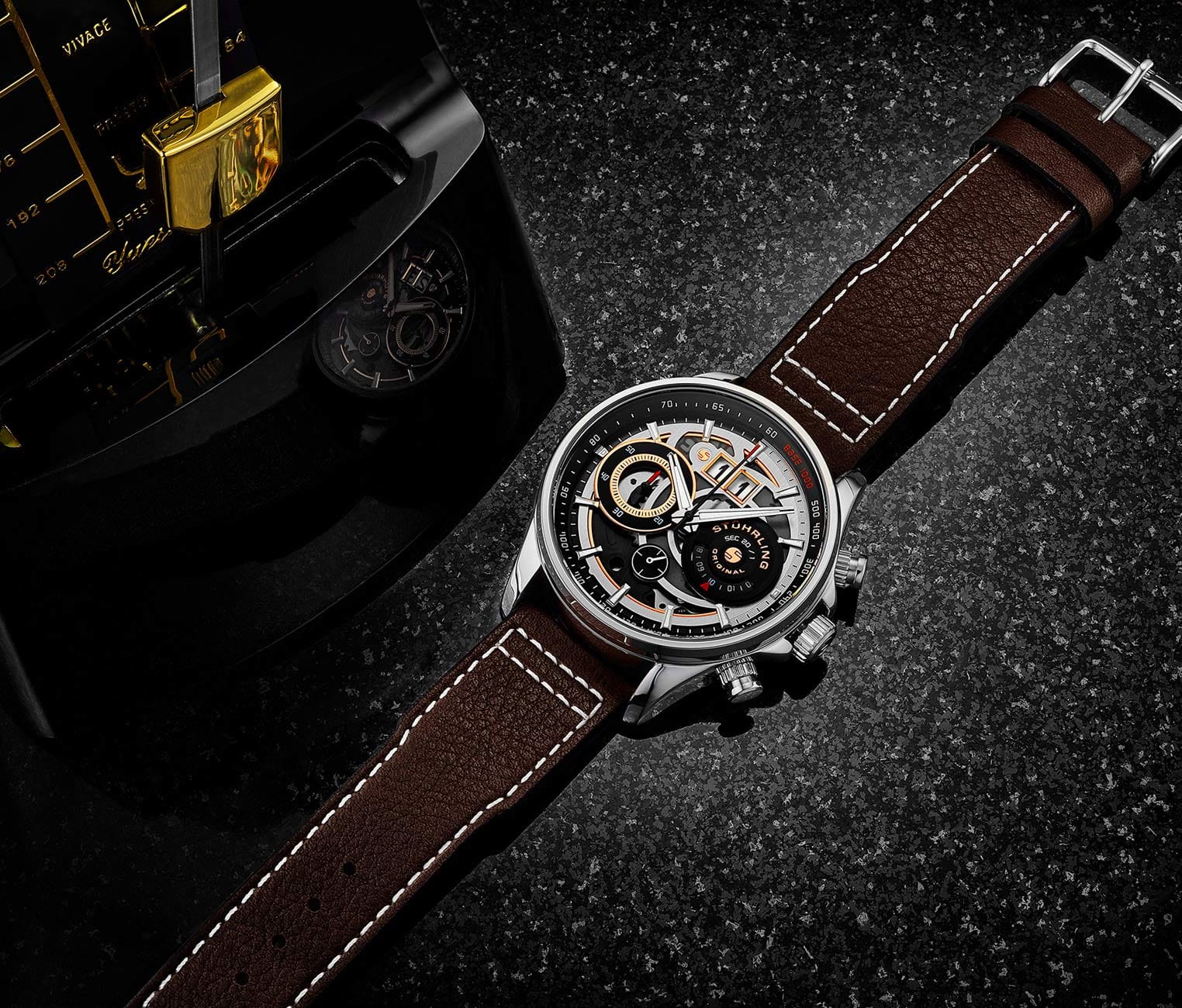 Stührling Stührling Ace Aviator Chronograph & Tachymeter 923 Quartz 45mm - Image 4