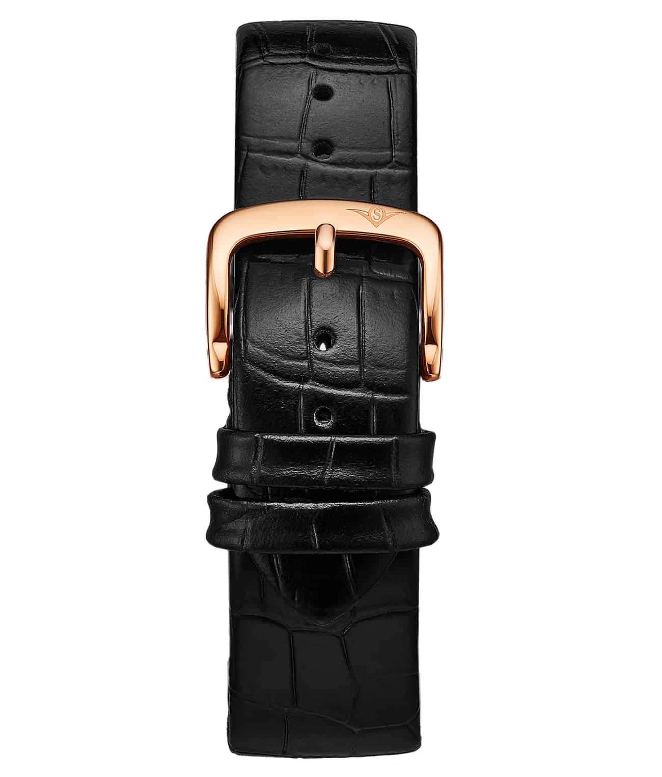Stührling Alligator Embossed Black Leather 20mm Strap