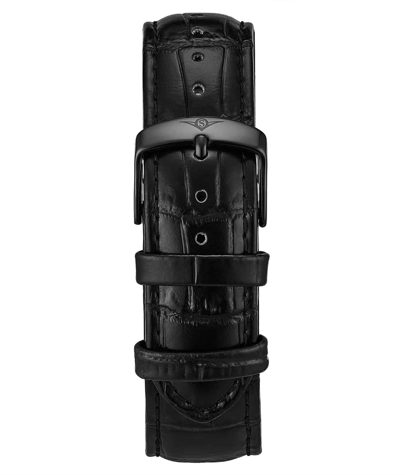 Stührling Alligator Embossed Black Leather 22mm Strap