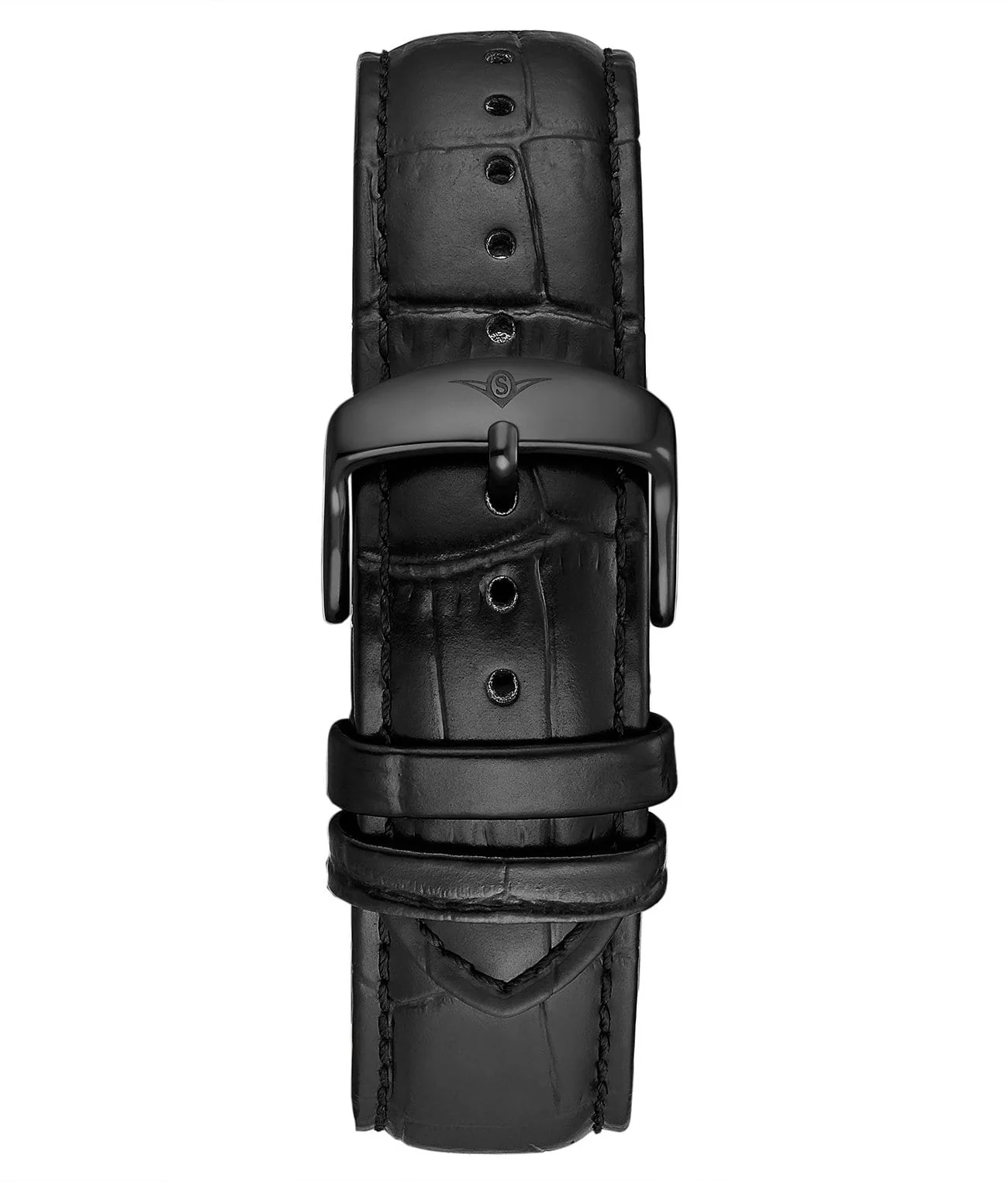 Stührling Alligator Embossed Black Leather 22mm Strap