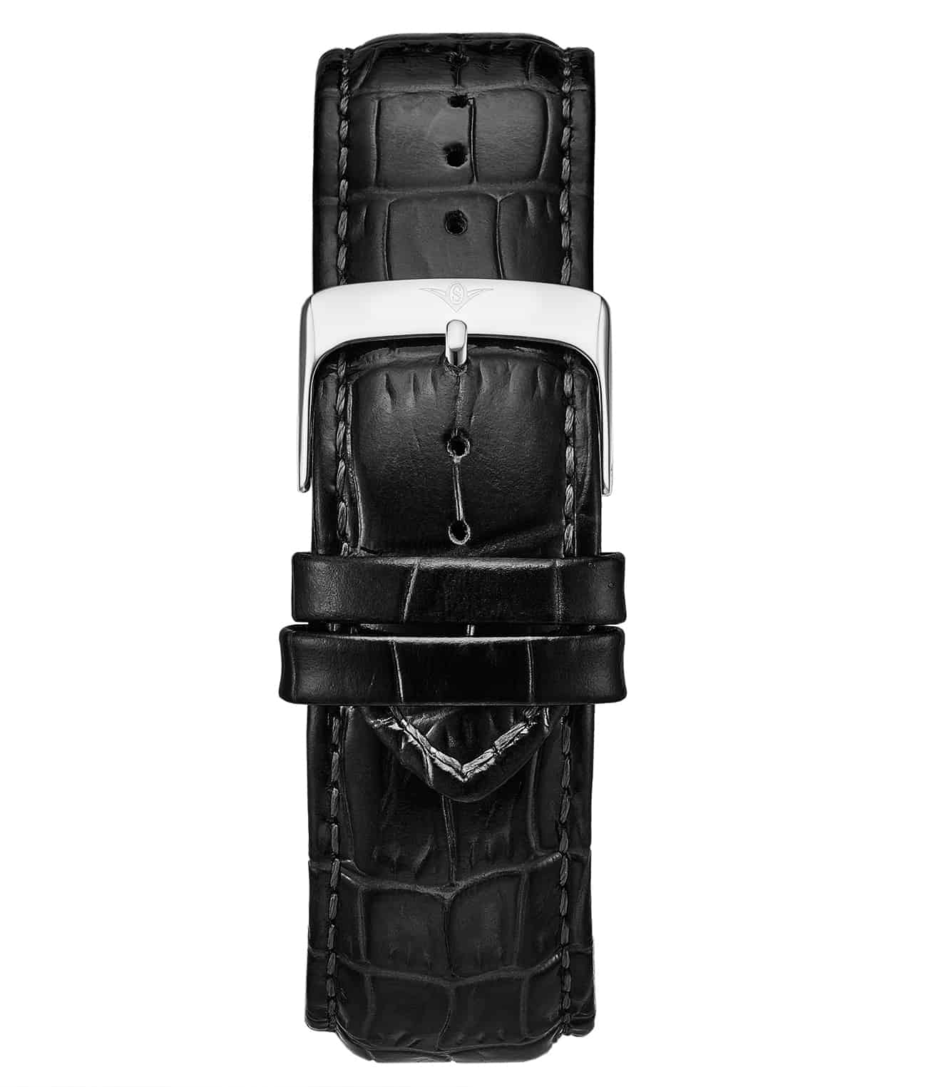St.371.01 Alligator Embossed Black Leather 24mm Strap
