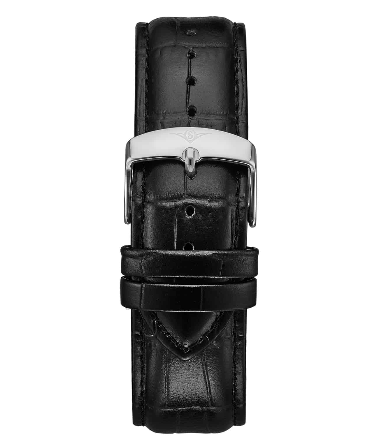 Stührling Alligator Embossed Black Leather 24mm Strap