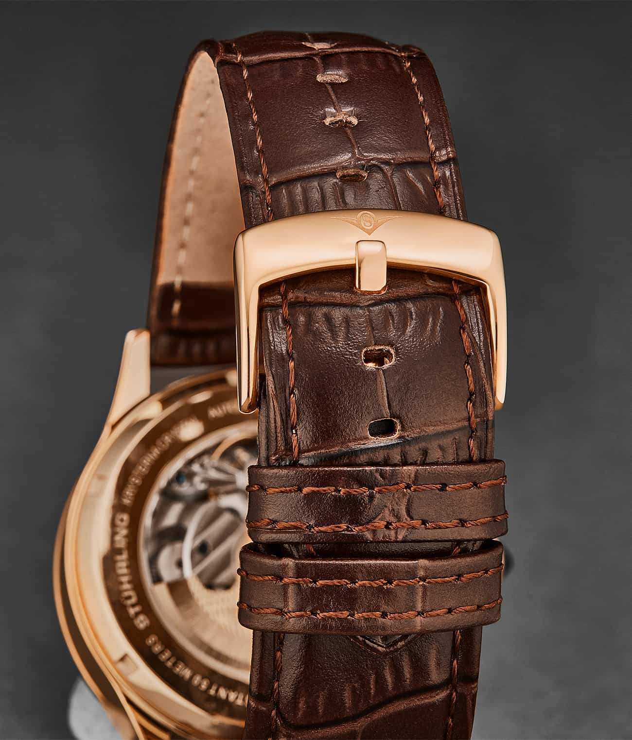 Alligator Embossed Brown Leather 24mm Strap - Image 2