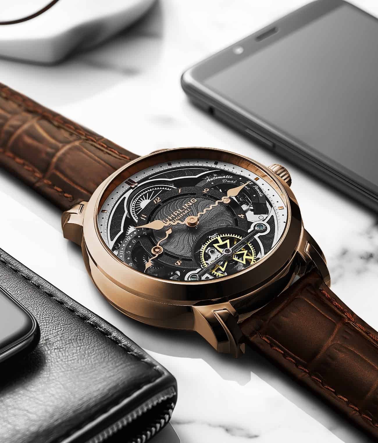 Stührling Celestial Timekeeper 1017 Dual Time Automatic 44mm Skeleton Watch - Image 25