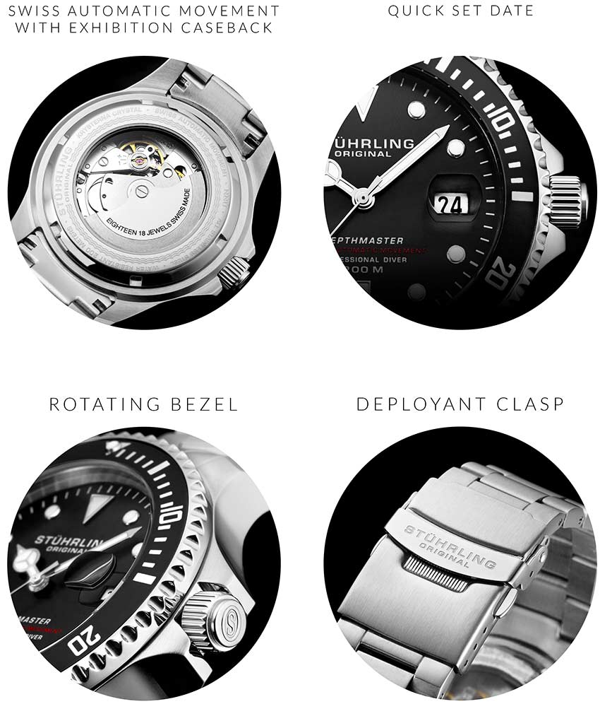 Stührling Classic Couple Diver Set with Signature Pen and  Stud Earring - Image 7