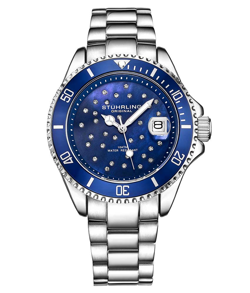 Stührling Deep Blue Divers Trio with Signature Pen and  Stud Earring - Image 16