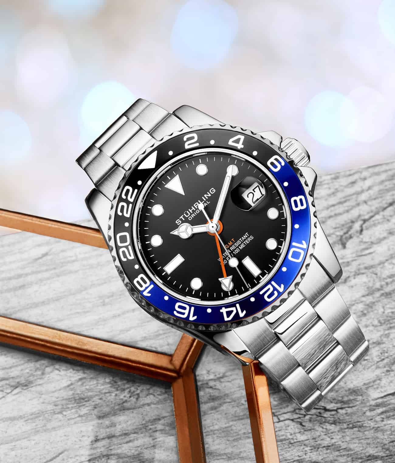 Diver + Dress Watch Set with Signature Pen and Stud Earring - Image 5