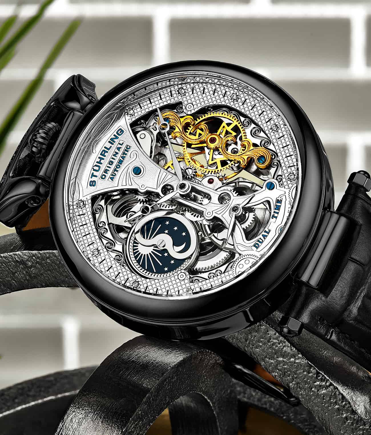 Stührling Emperor’s Grand DT 3920 Automatic 46mm Skeleton - Image 4