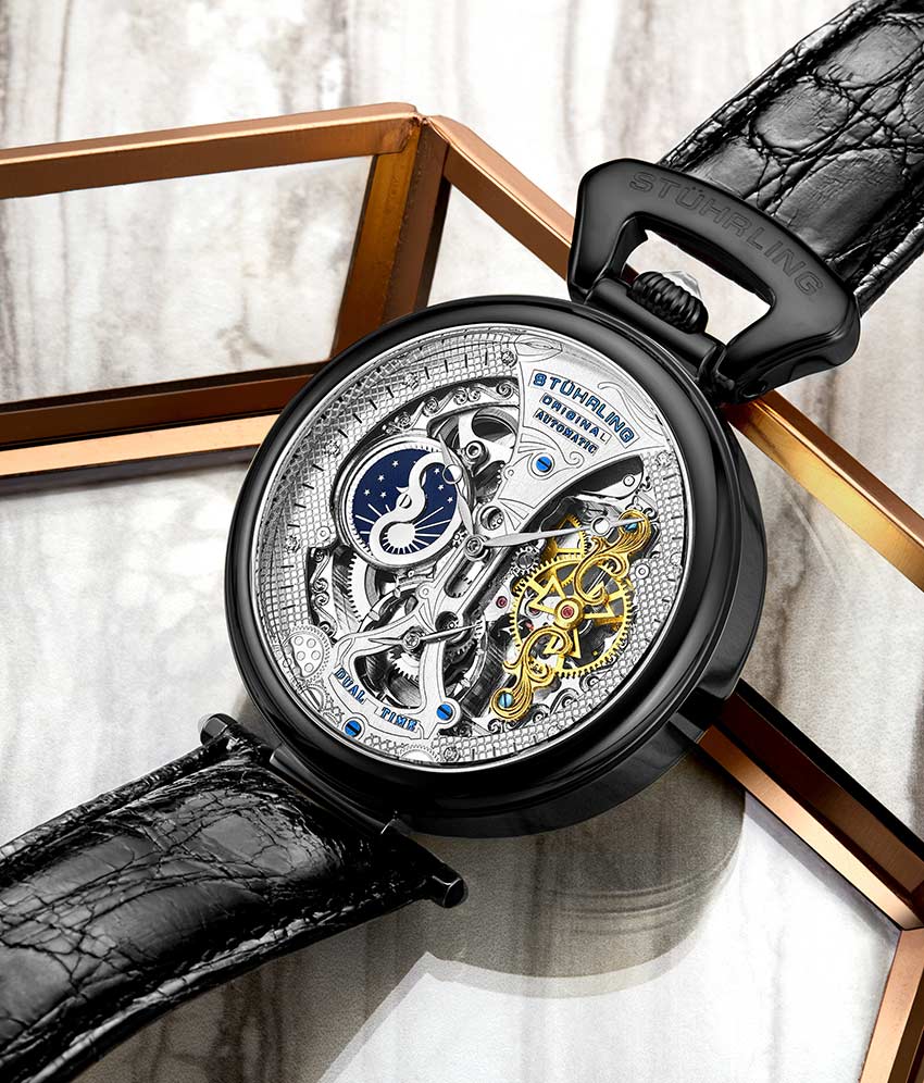 Stührling Emperor’s Grand DT 3920 Automatic 46mm Skeleton - Image 5