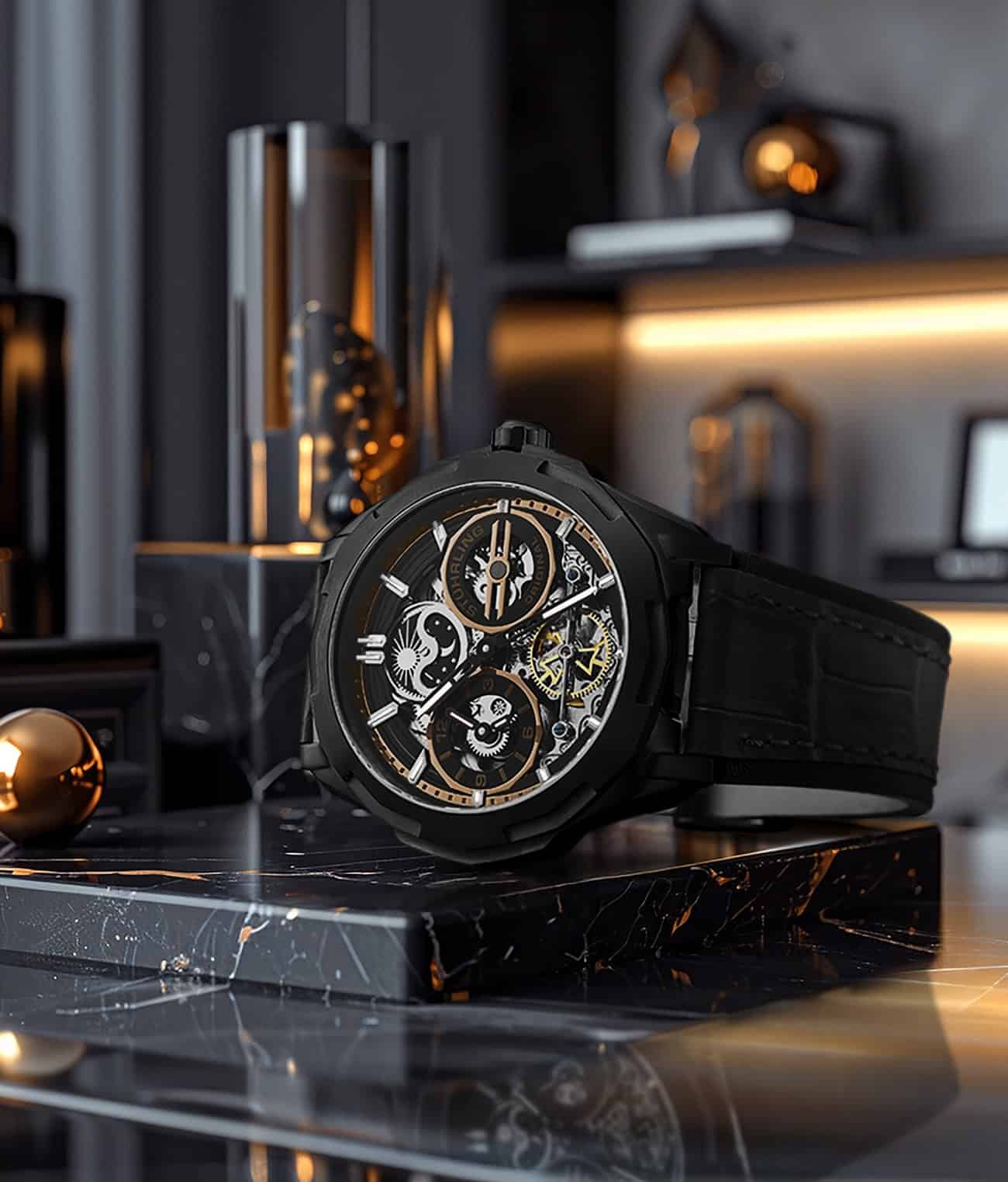 Stührling Dual Time 1012 Automatic Navigator 46mm Skeleton - Image 18