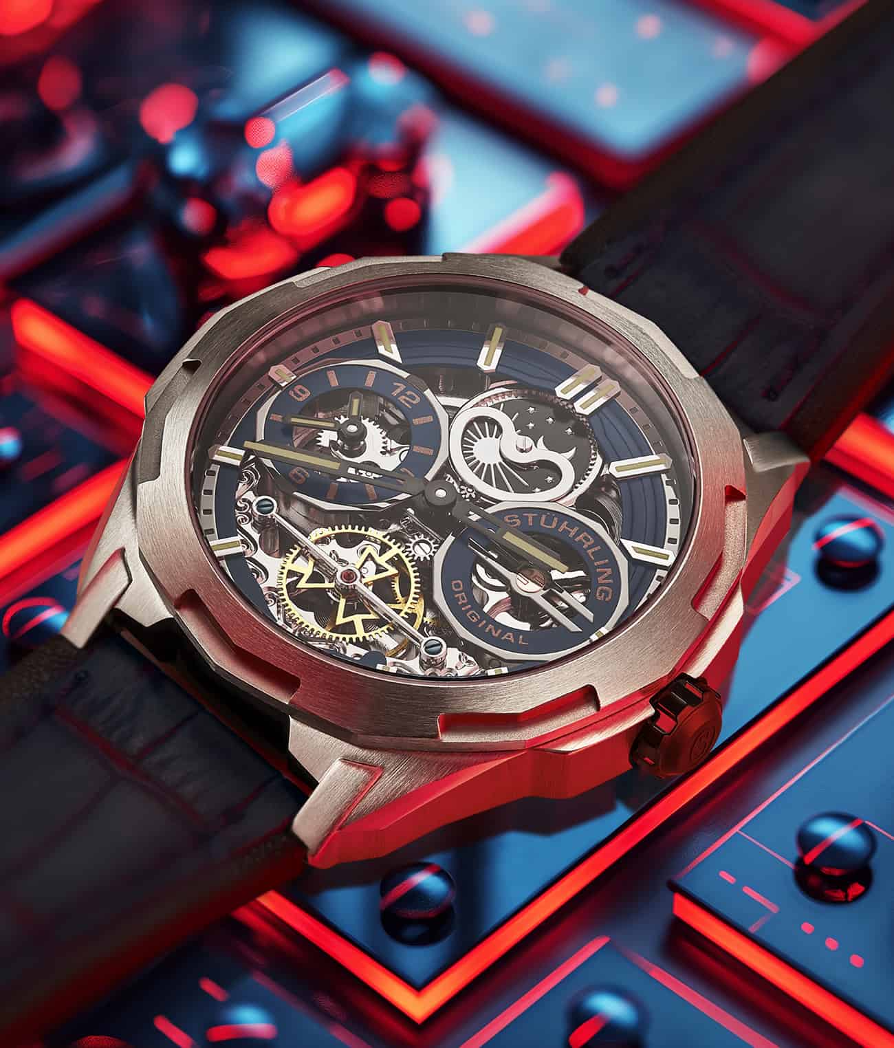 Stührling Dual Time 1012 Automatic Navigator 46mm Skeleton - Image 28