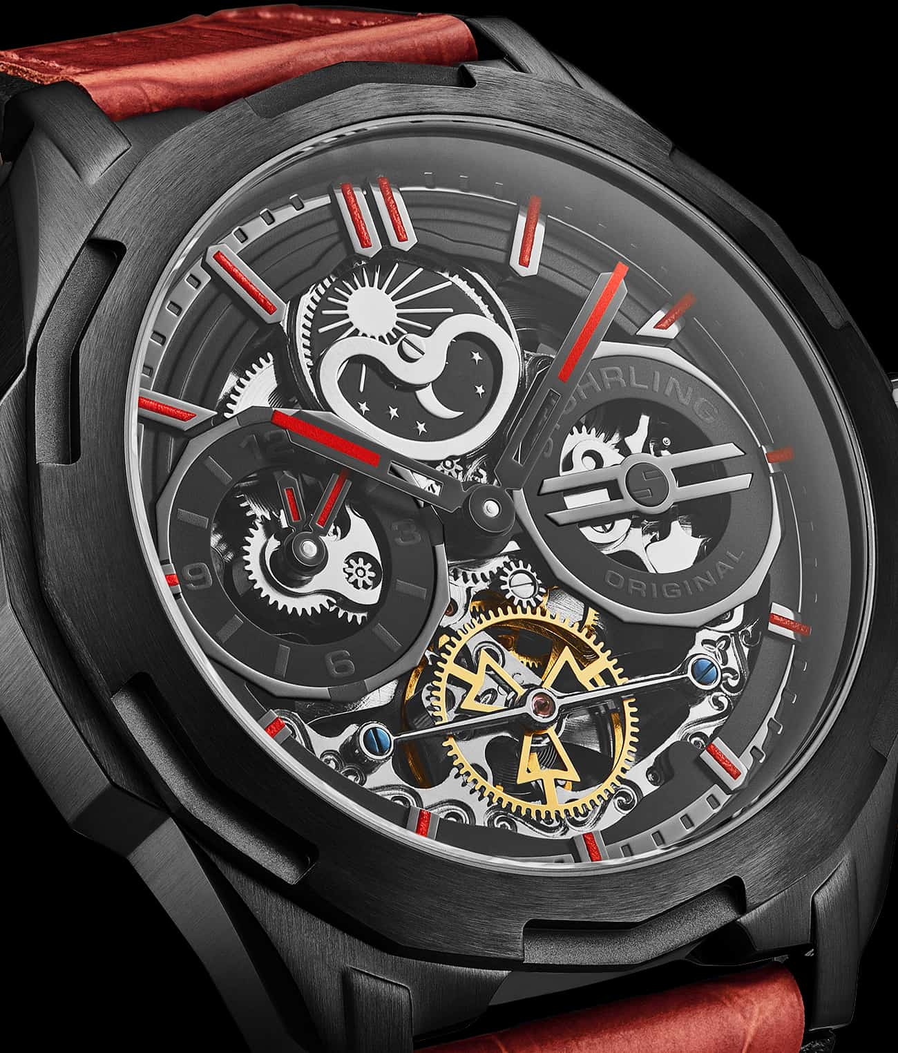 Stührling Dual Time 1012 Automatic Navigator 46mm Skeleton - Image 31