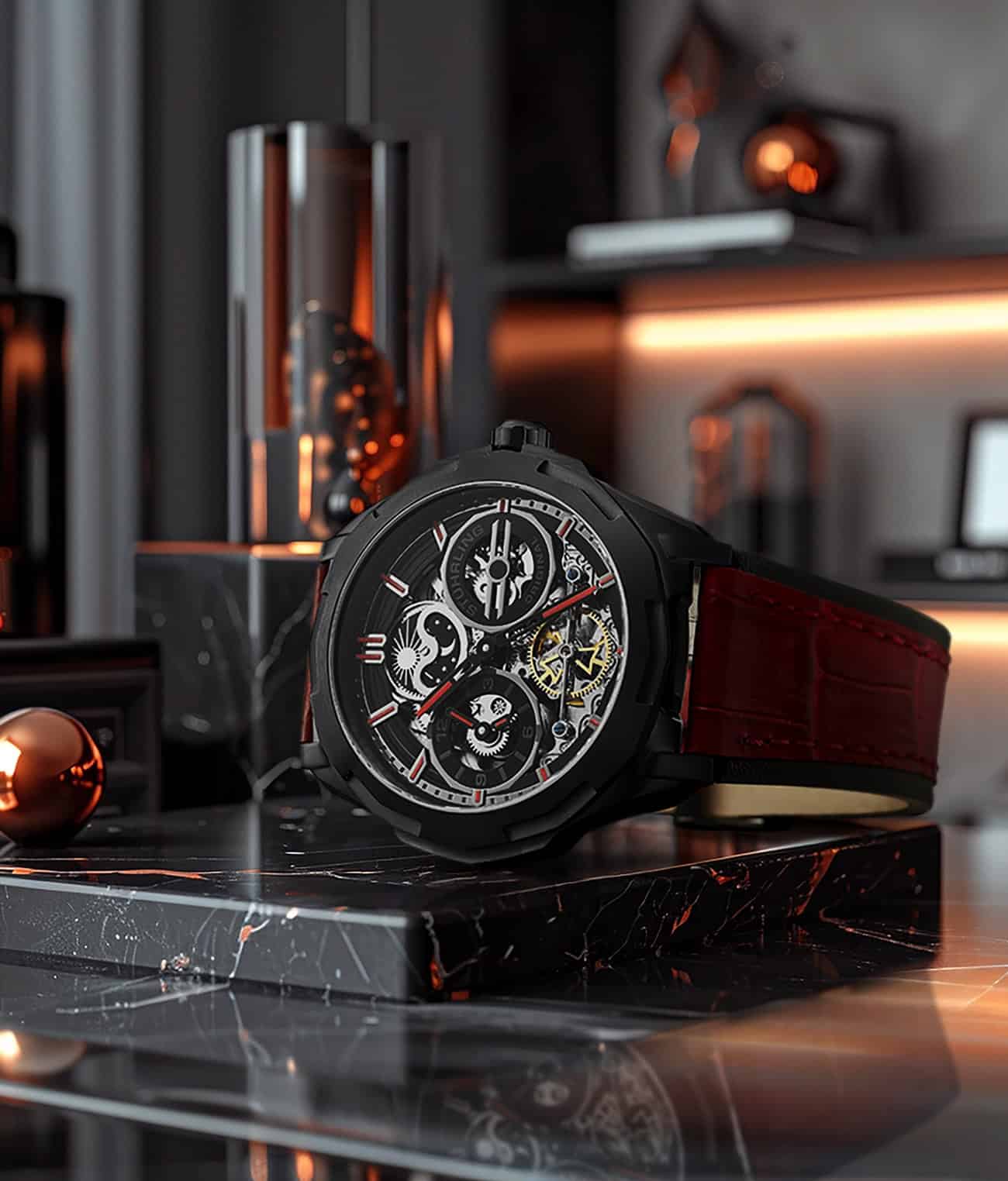 Stührling Dual Time 1012 Automatic Navigator 46mm Skeleton - Image 33