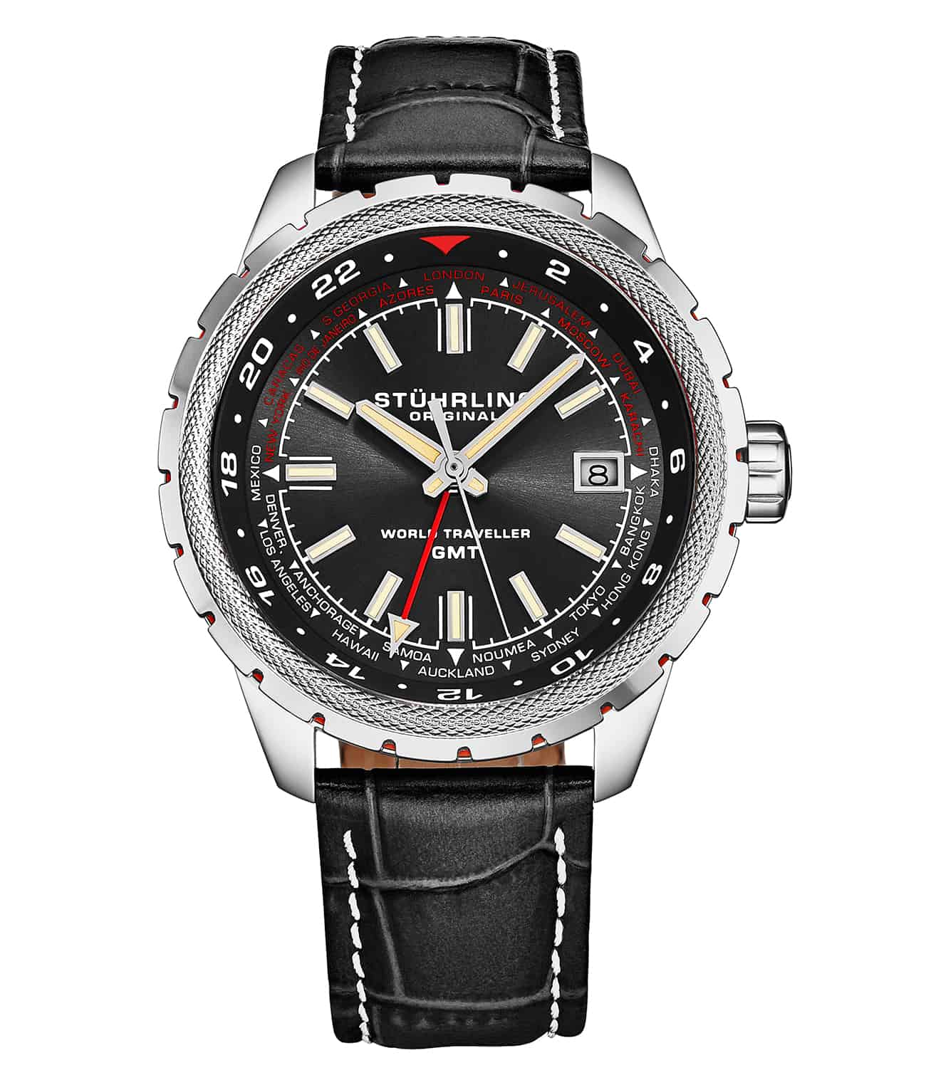 Stührling Global Voyager 1014 GMT 42mm World Timer Watch