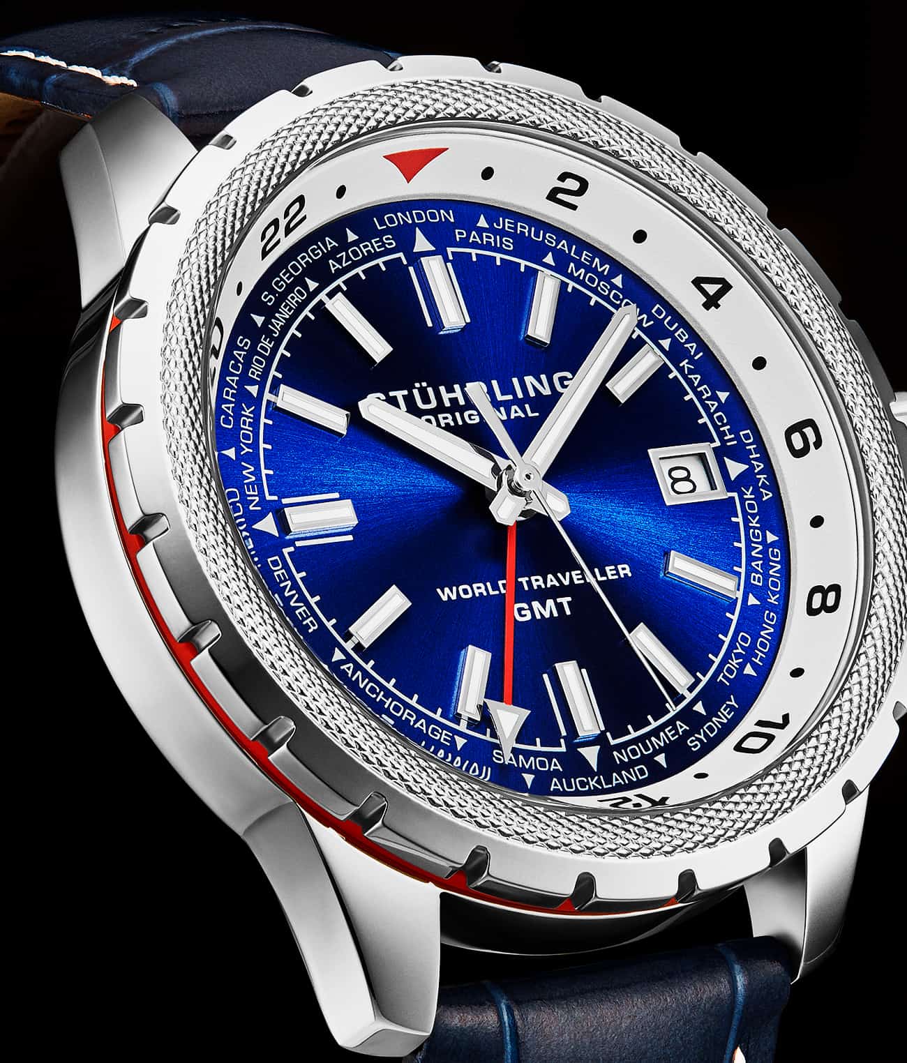 Stührling Global Voyager 1014 GMT 42mm World Timer Watch - Image 18