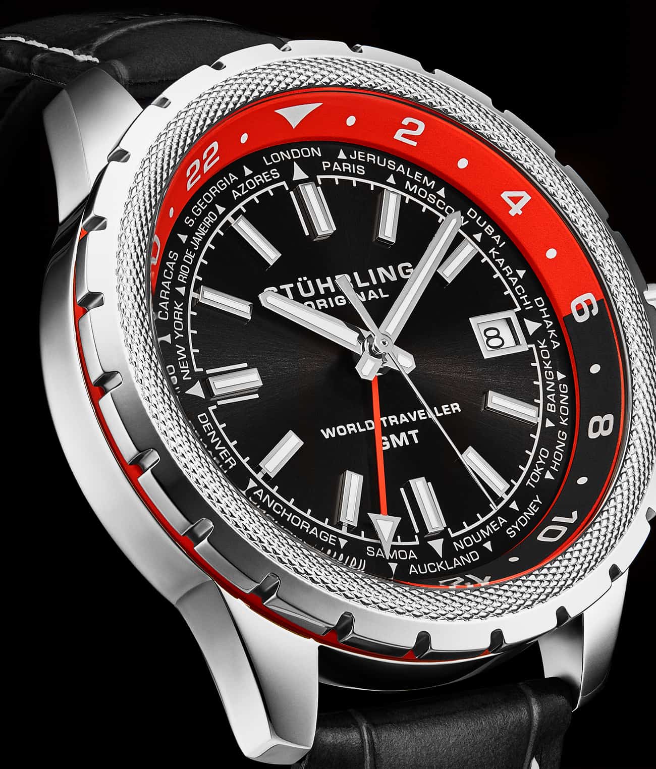 Stührling Global Voyager 1014 GMT 42mm World Timer Watch - Image 21