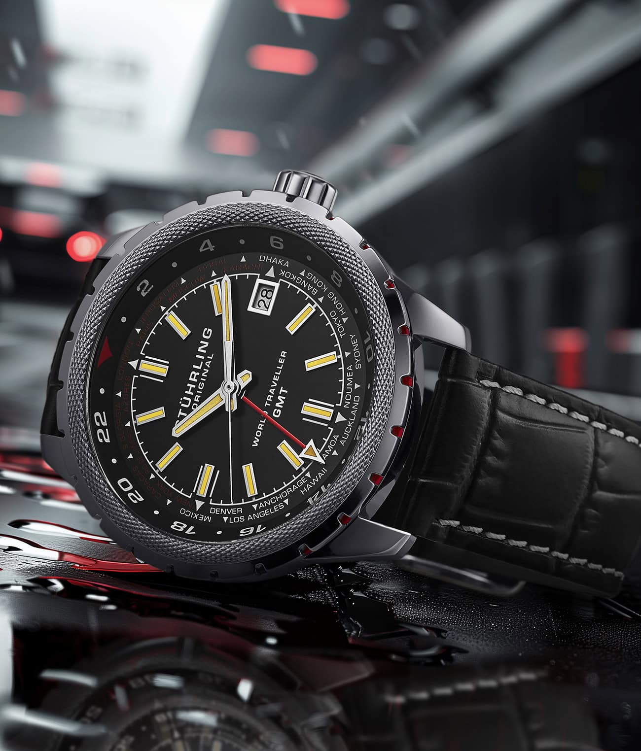 Stührling Global Voyager 1014 GMT 42mm World Timer Watch - Image 4