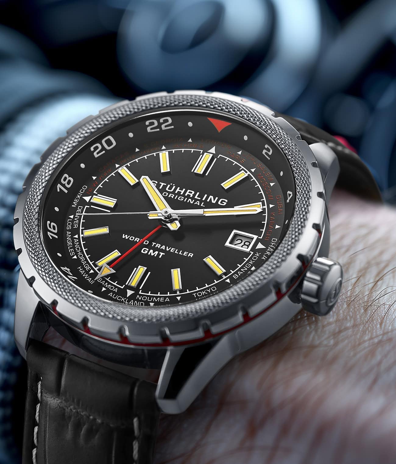 Stührling Global Voyager 1014 GMT 42mm World Timer Watch - Image 6