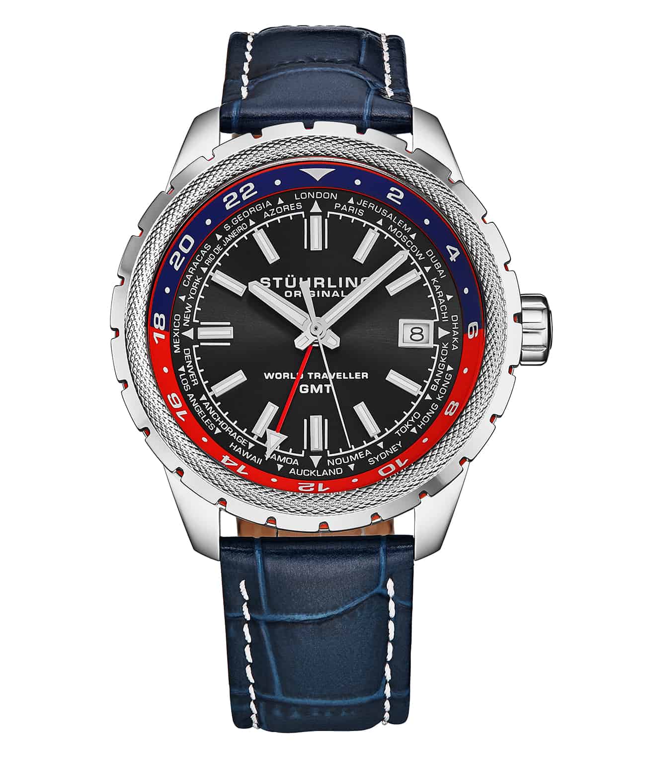 Stührling Global Voyager 1014 GMT 42mm World Timer Watch - Image 7