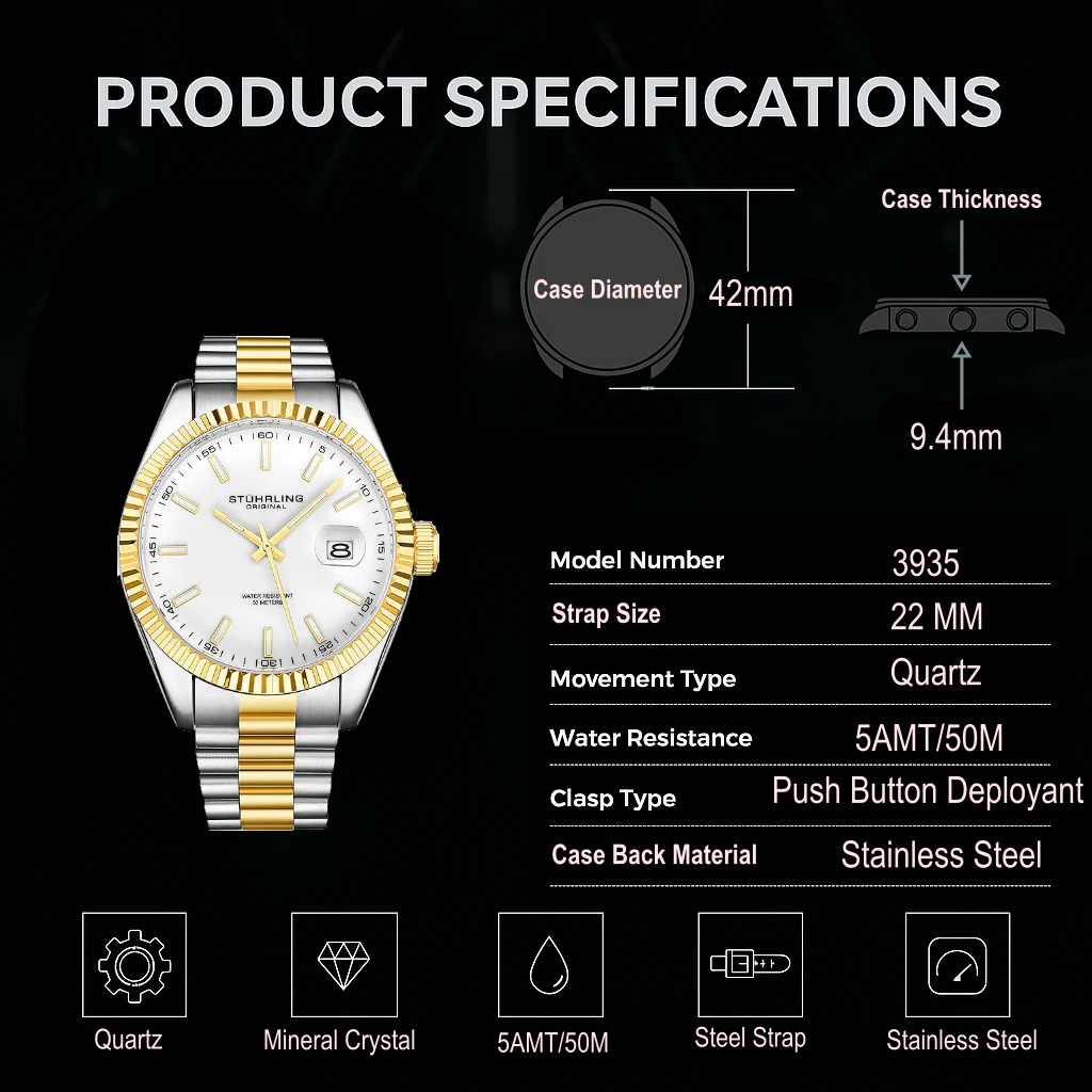 Stührling Lineage 3935 Quartz 42mm Classic - Image 35