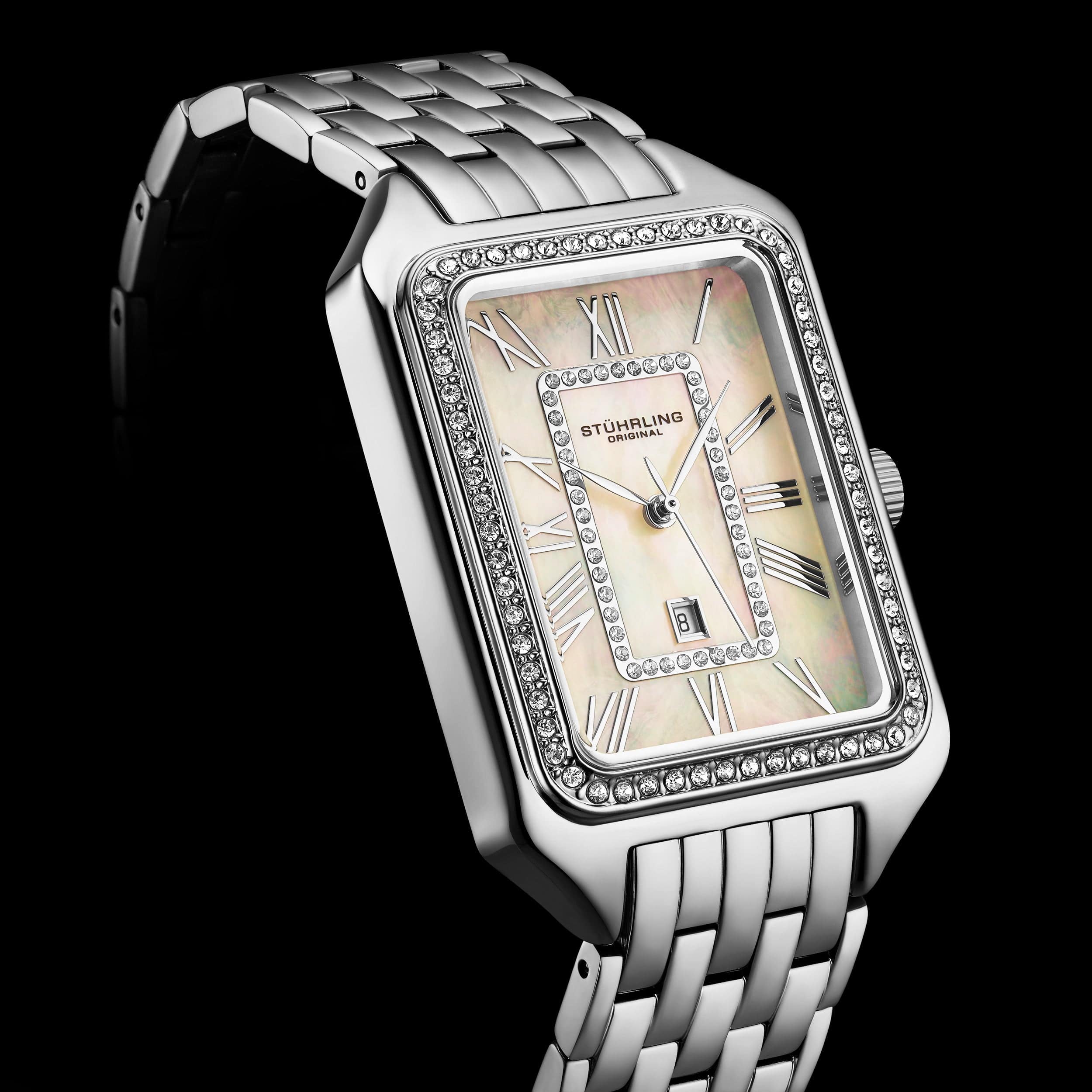 Stührling Lustra 4061 Rectangle Quartz Fashion Watch with Crystals 32mm - Image 2